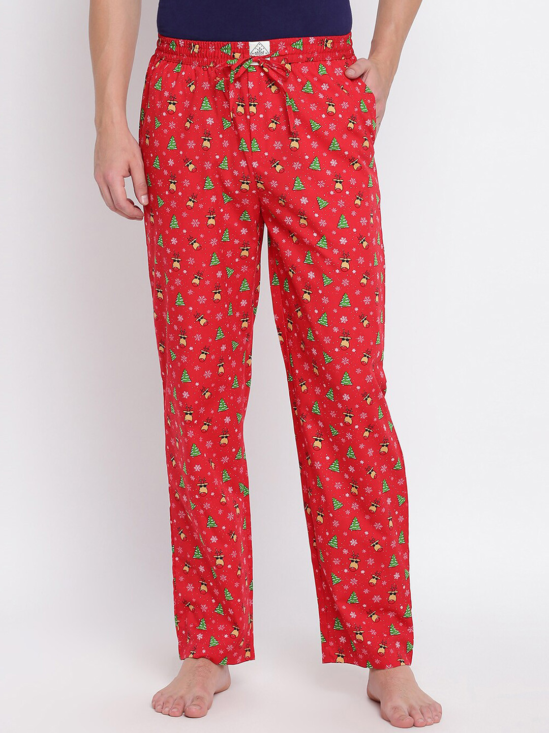 

abof Men Red & Green Printed Cotton Lounge Pants