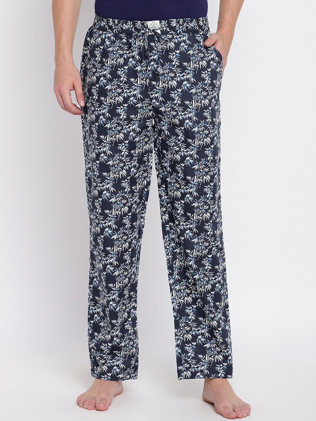 

abof Men Navy Blue Printed Cotton Lounge Pants