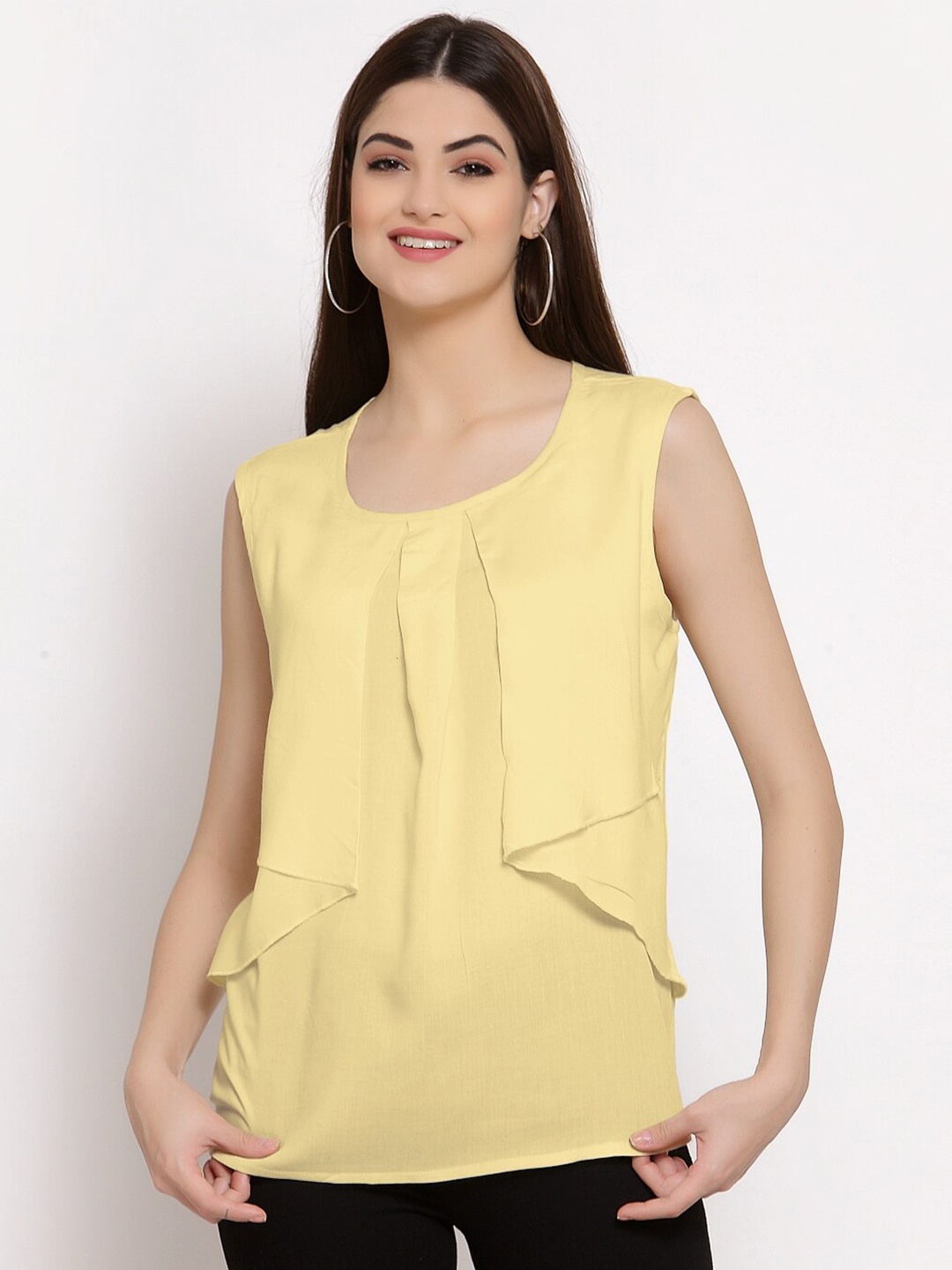 

PATRORNA Gold-Toned Solid Layered Top