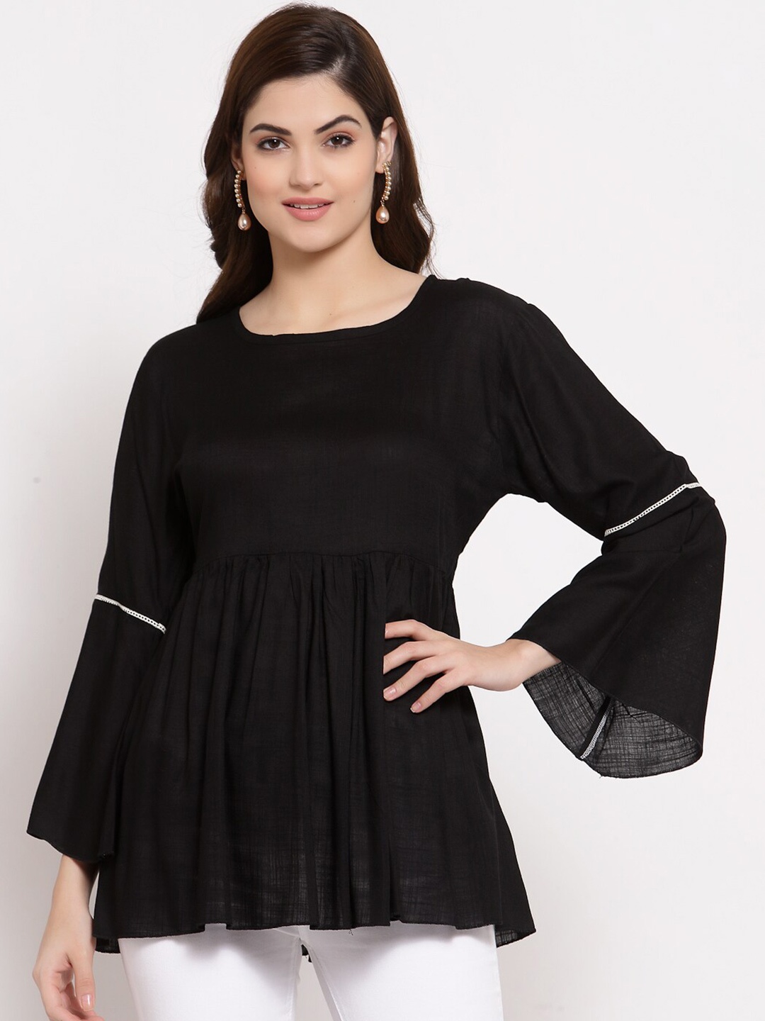 

PATRORNA Black Peplum flared Top