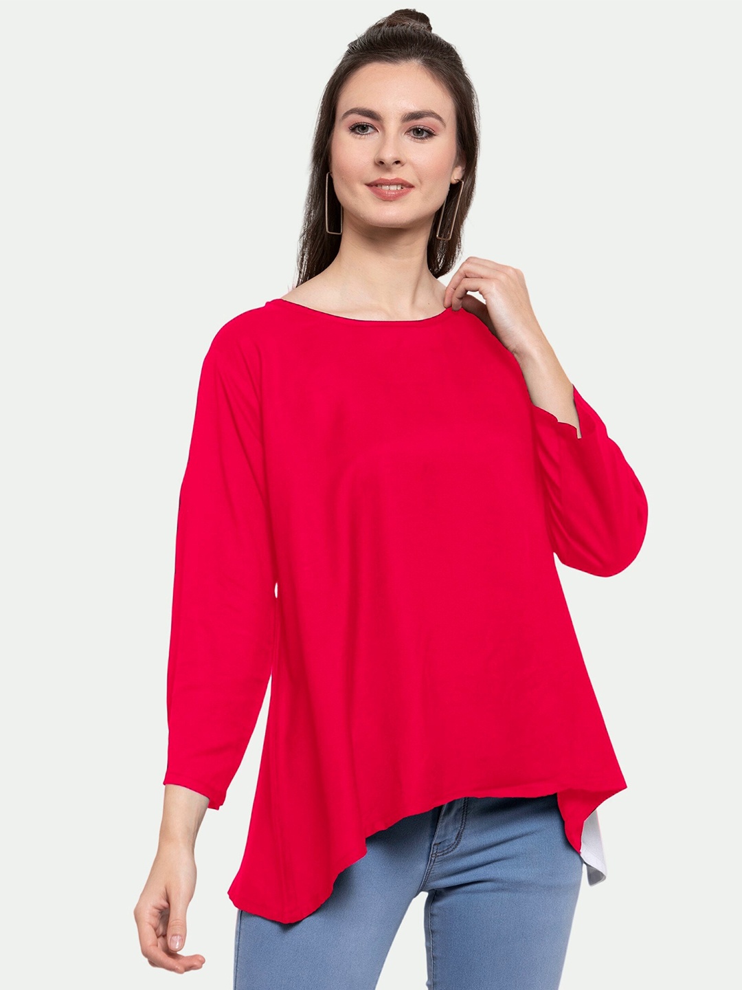 

PATRORNA Women Pink Solid Regular Top