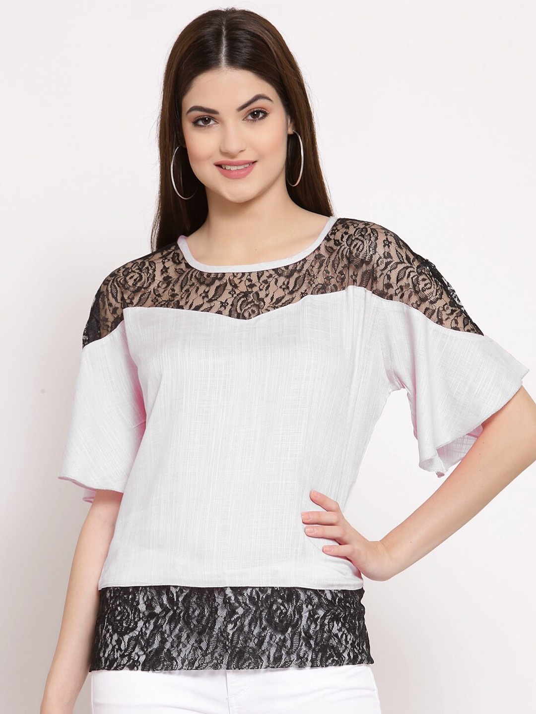 

PATRORNA White & Black Extended Sleeves Top