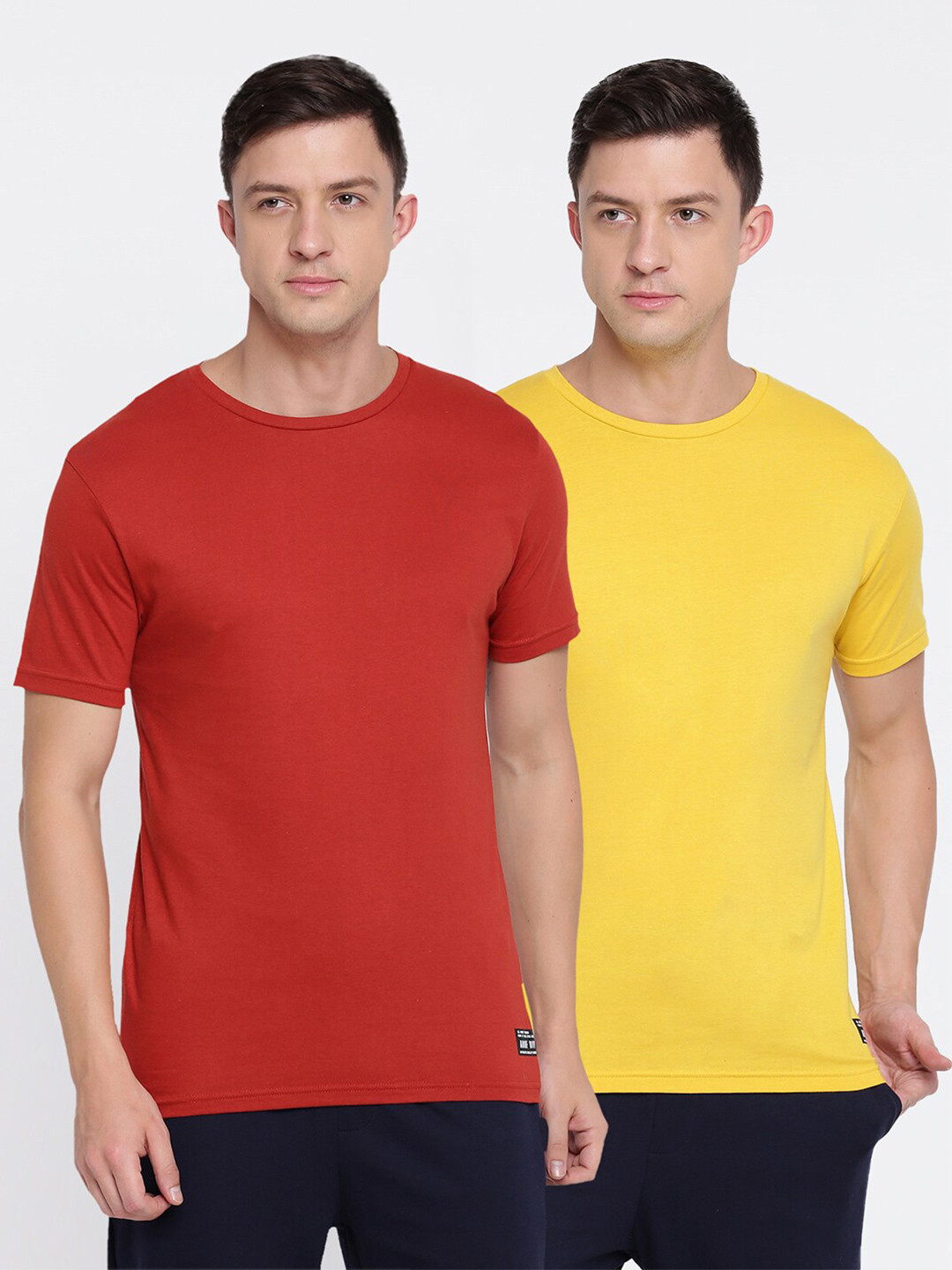 

abof Men Pack Of 2 Red & Yellow Cotton T-shirt