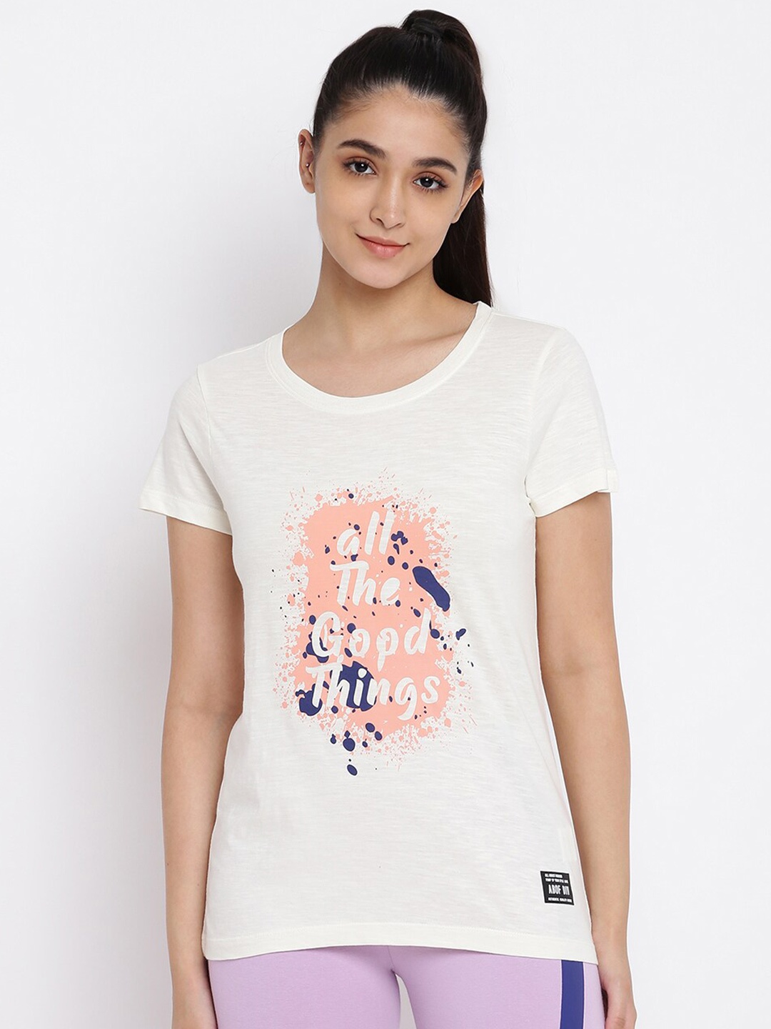 

abof Women White Graphic Printed T-shirt