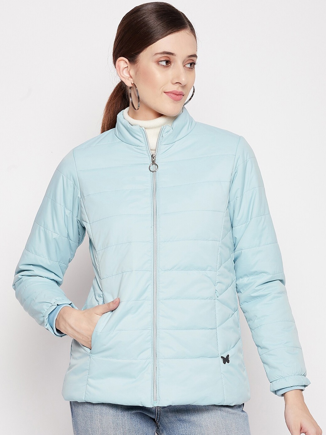 

Duke Women Blue Solid Padded Jacket