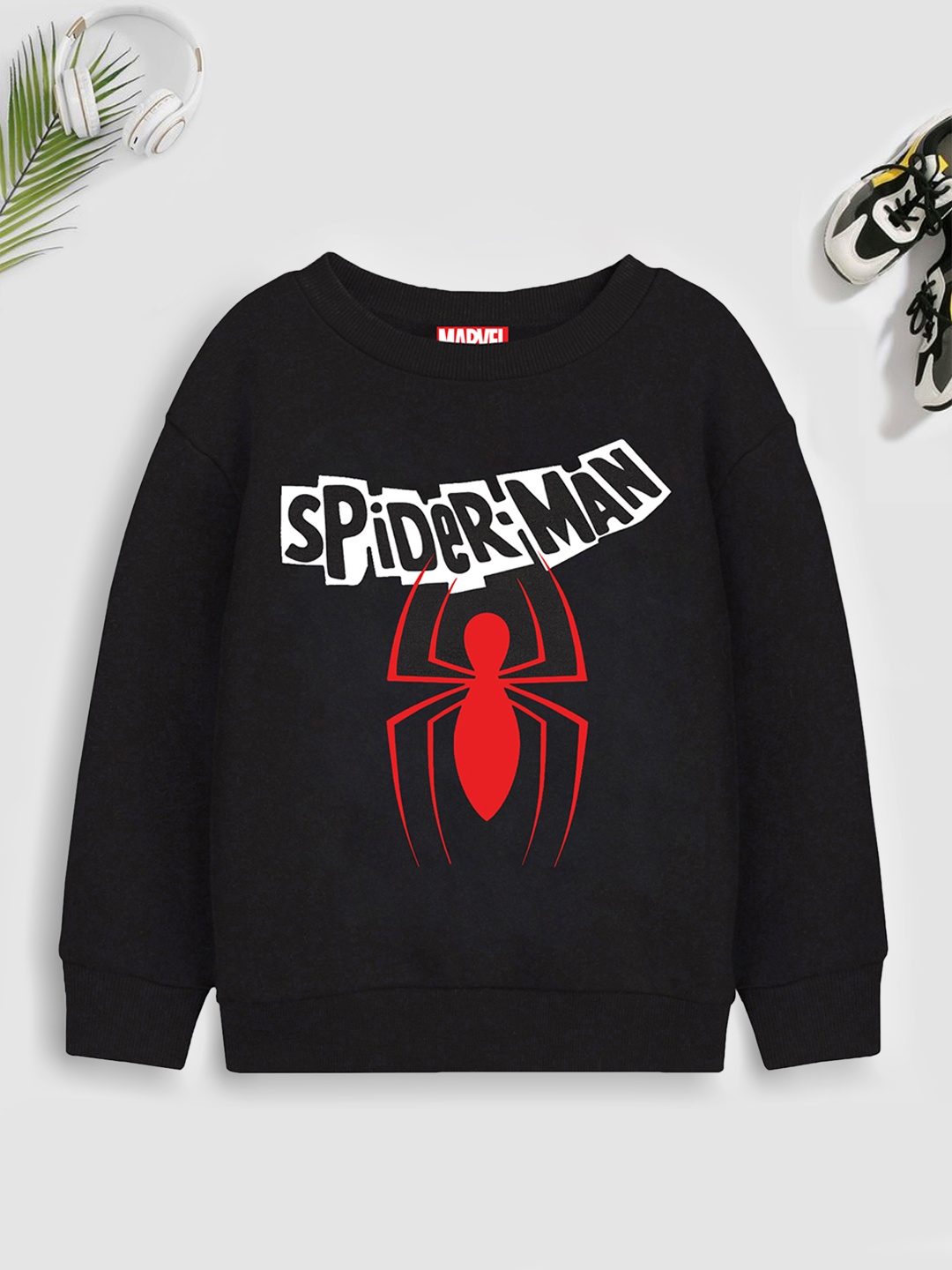 

YK Marvel Boys Black Spiderman Printed Sweatshirt