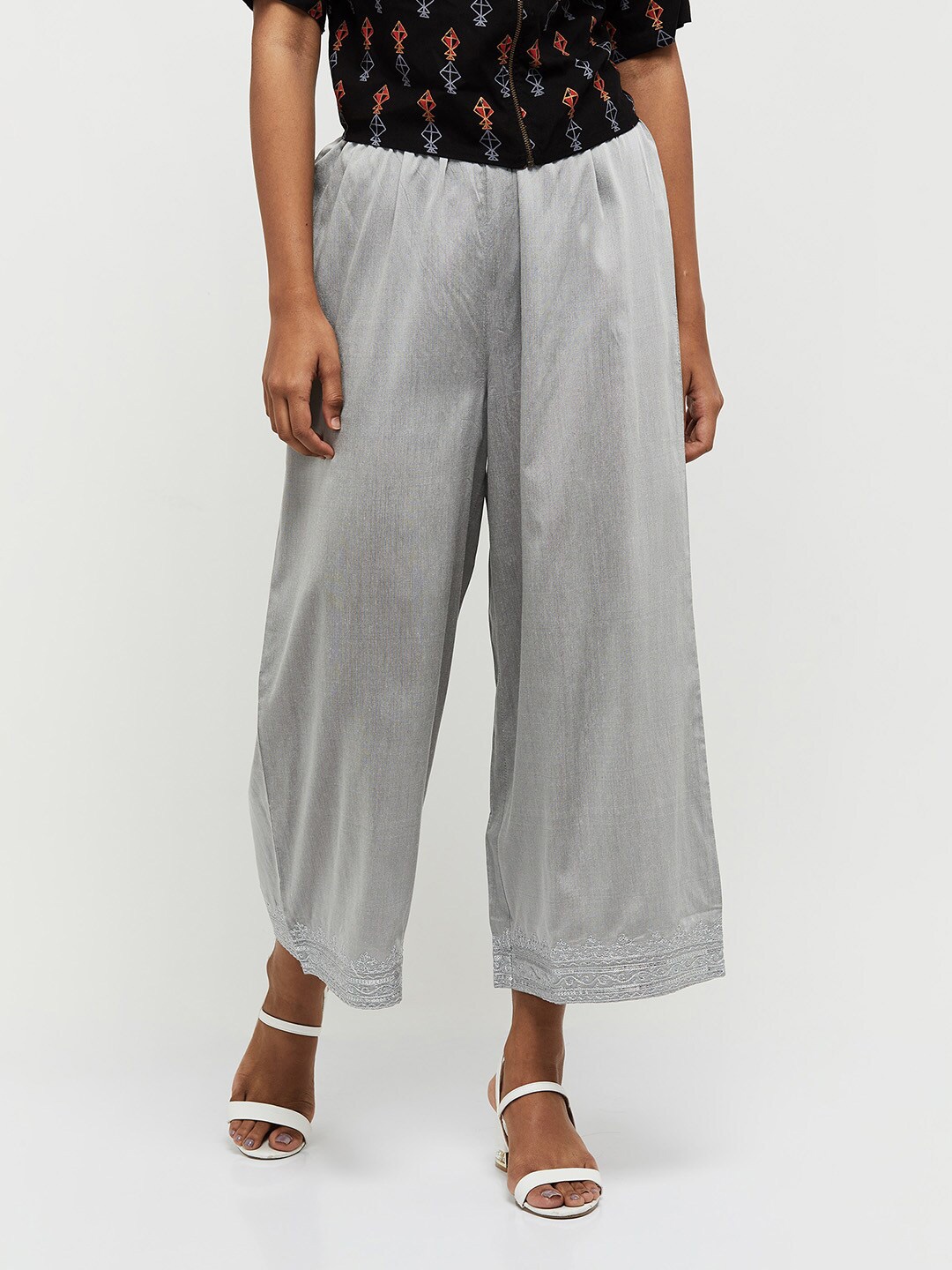 

max Women Cropped Palazzos, Silver