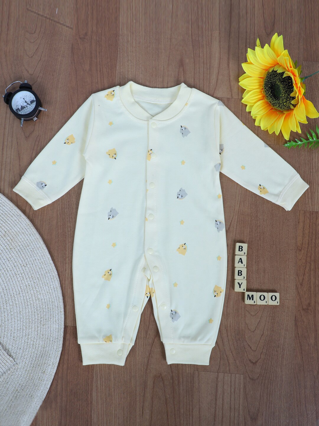 

Baby Moo Blue & Yellow Infants Unicorns & Stars Print Romper