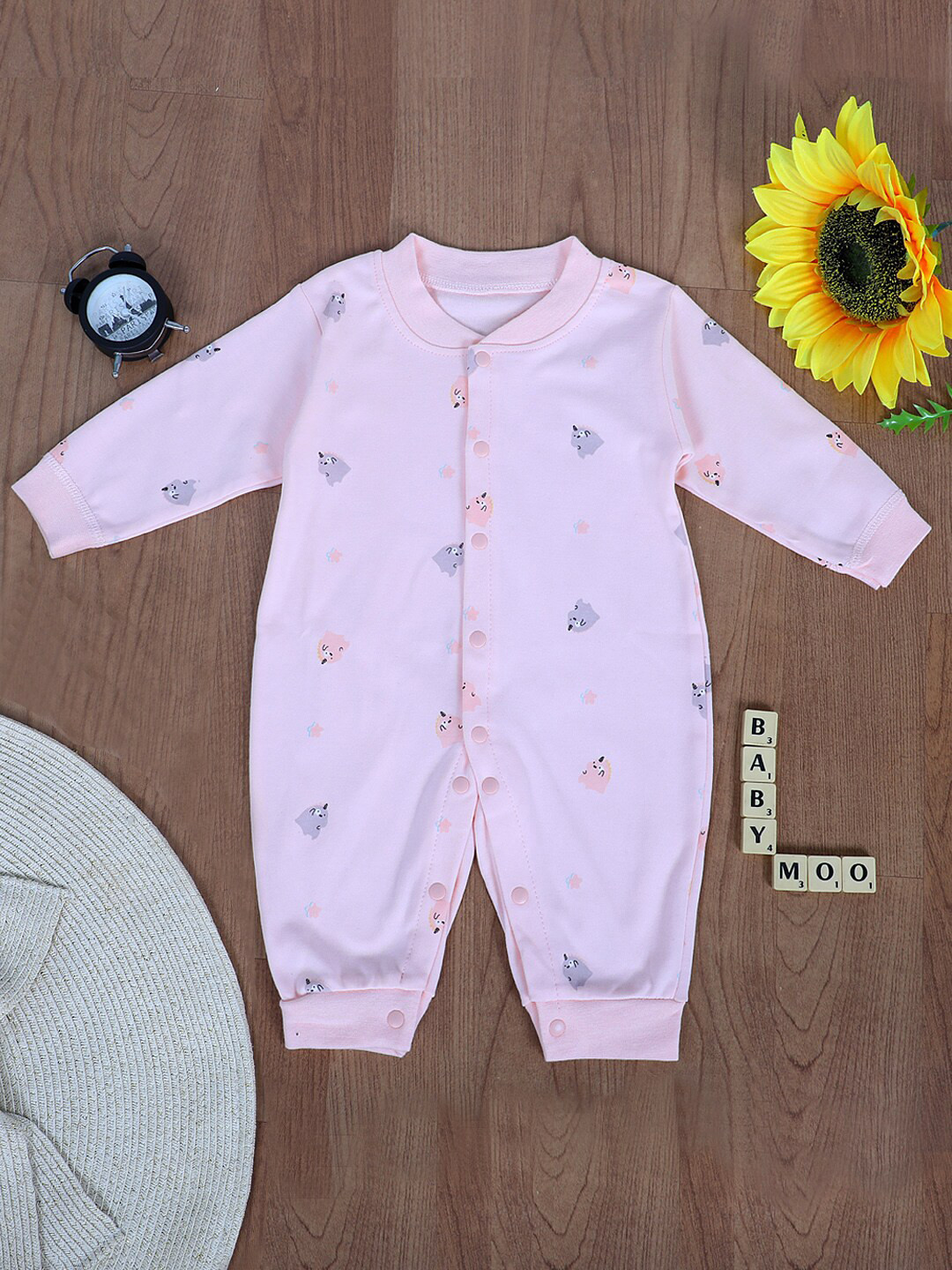 

Baby Moo Kids Pink Printed Bodysuit