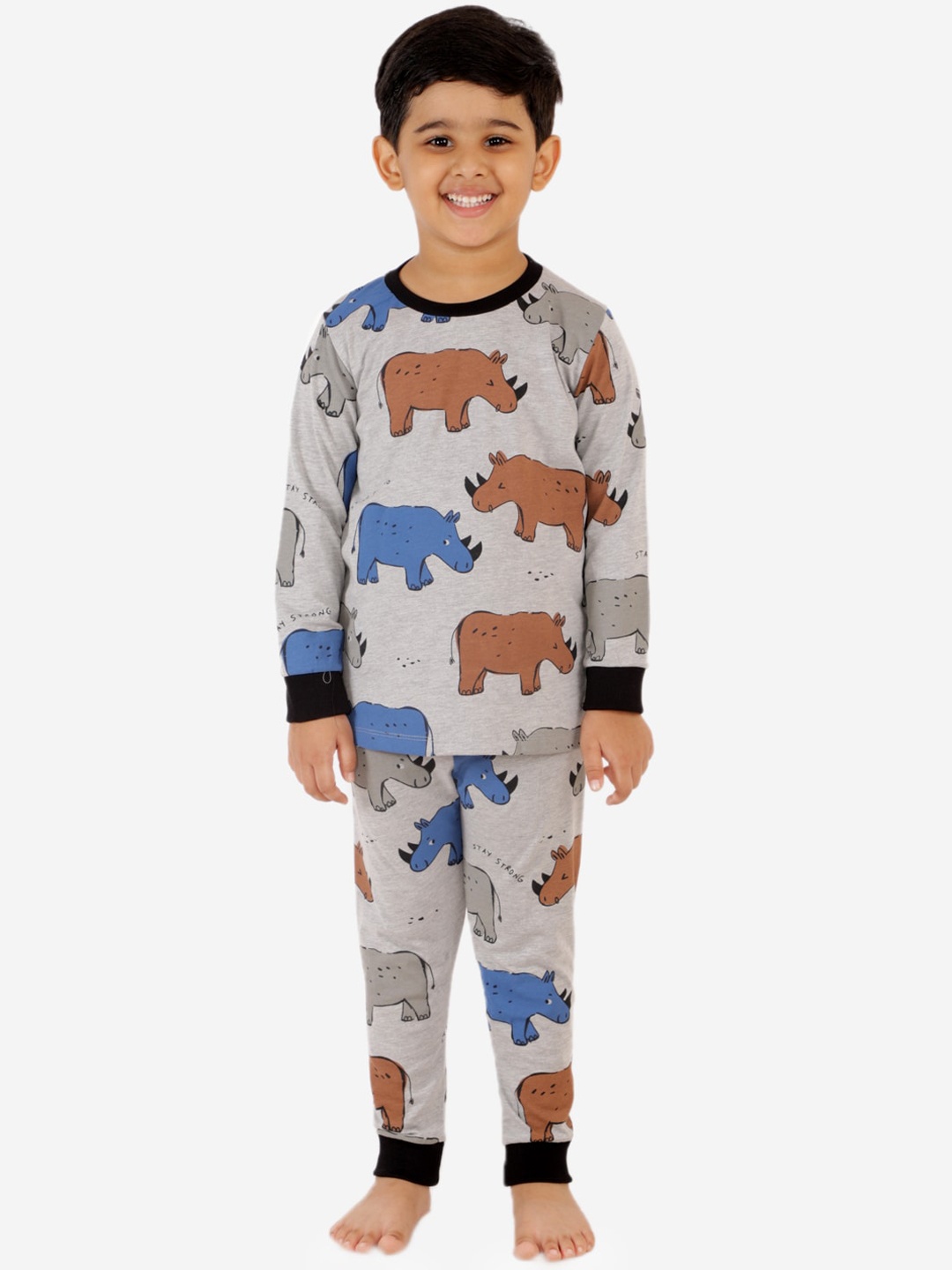 

YK Boys Grey All Over Rino-Sour Printed Hooded Sweatshirt