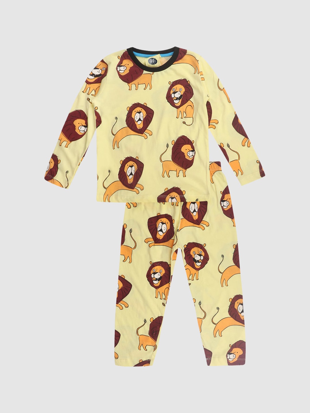 

YK Boys Yellow & Brown Printed Night suit