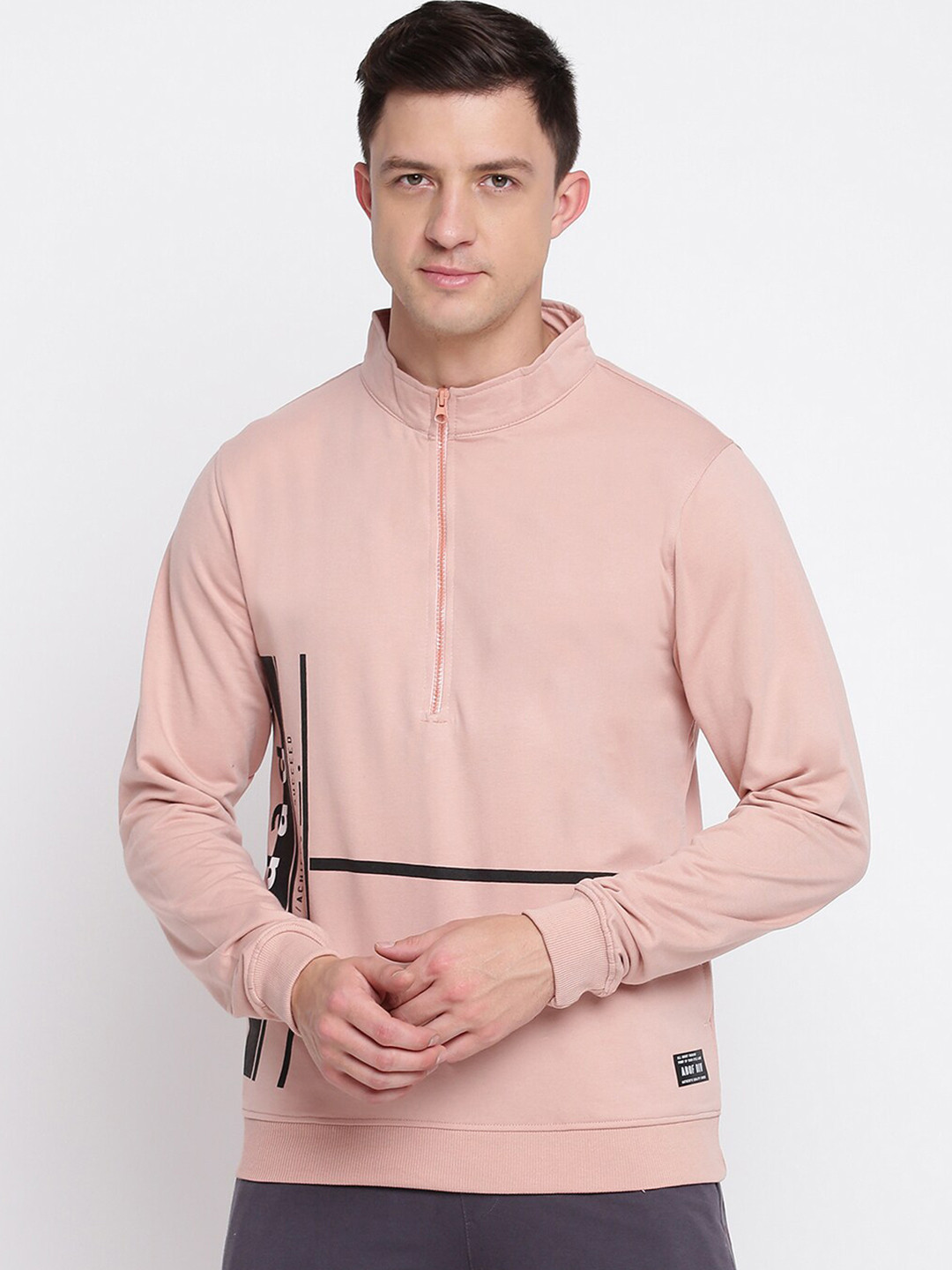 

abof Men Pink Printed Sweatshirt