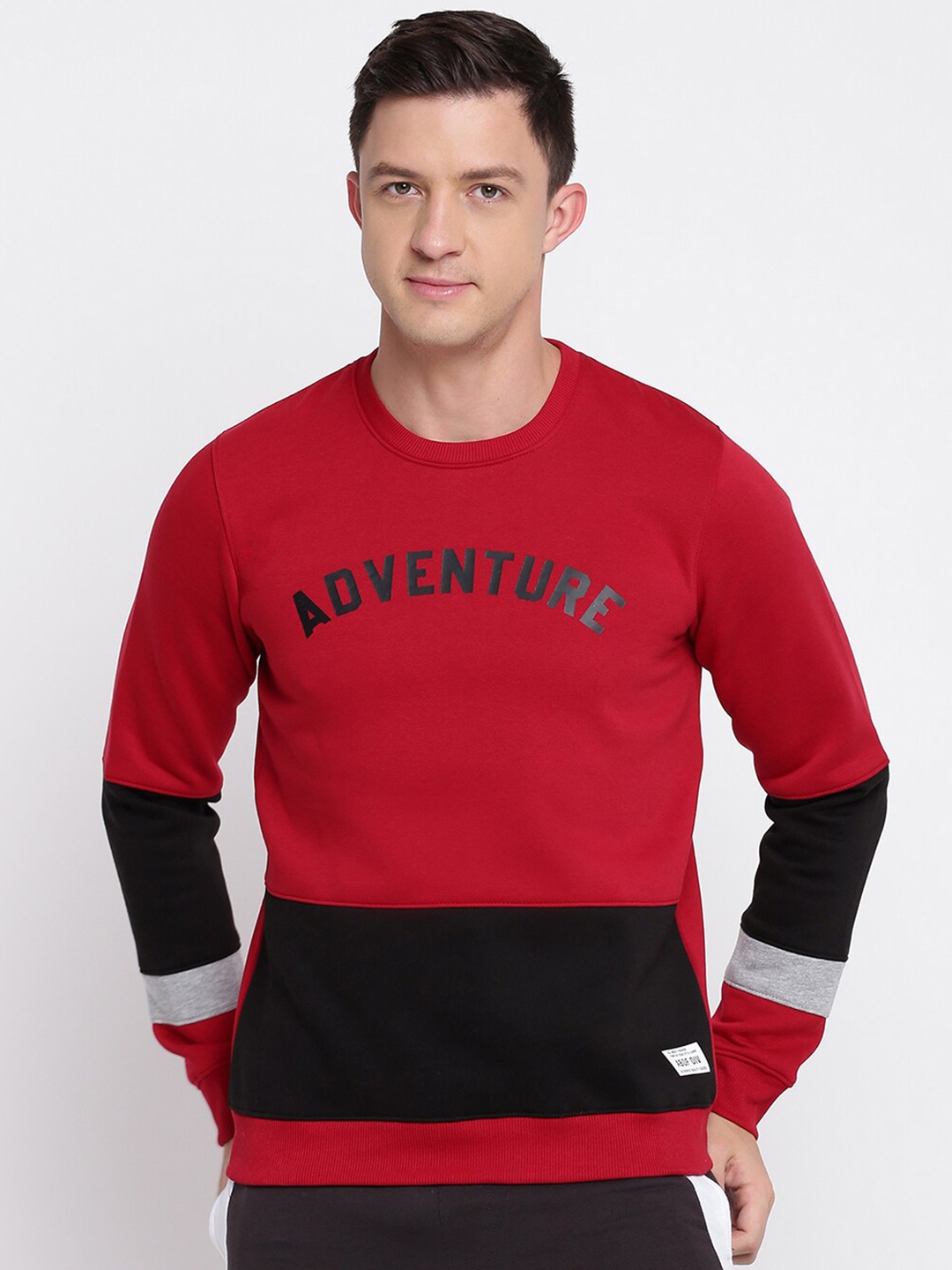 

abof Men Red Colourblocked Sweatshirt