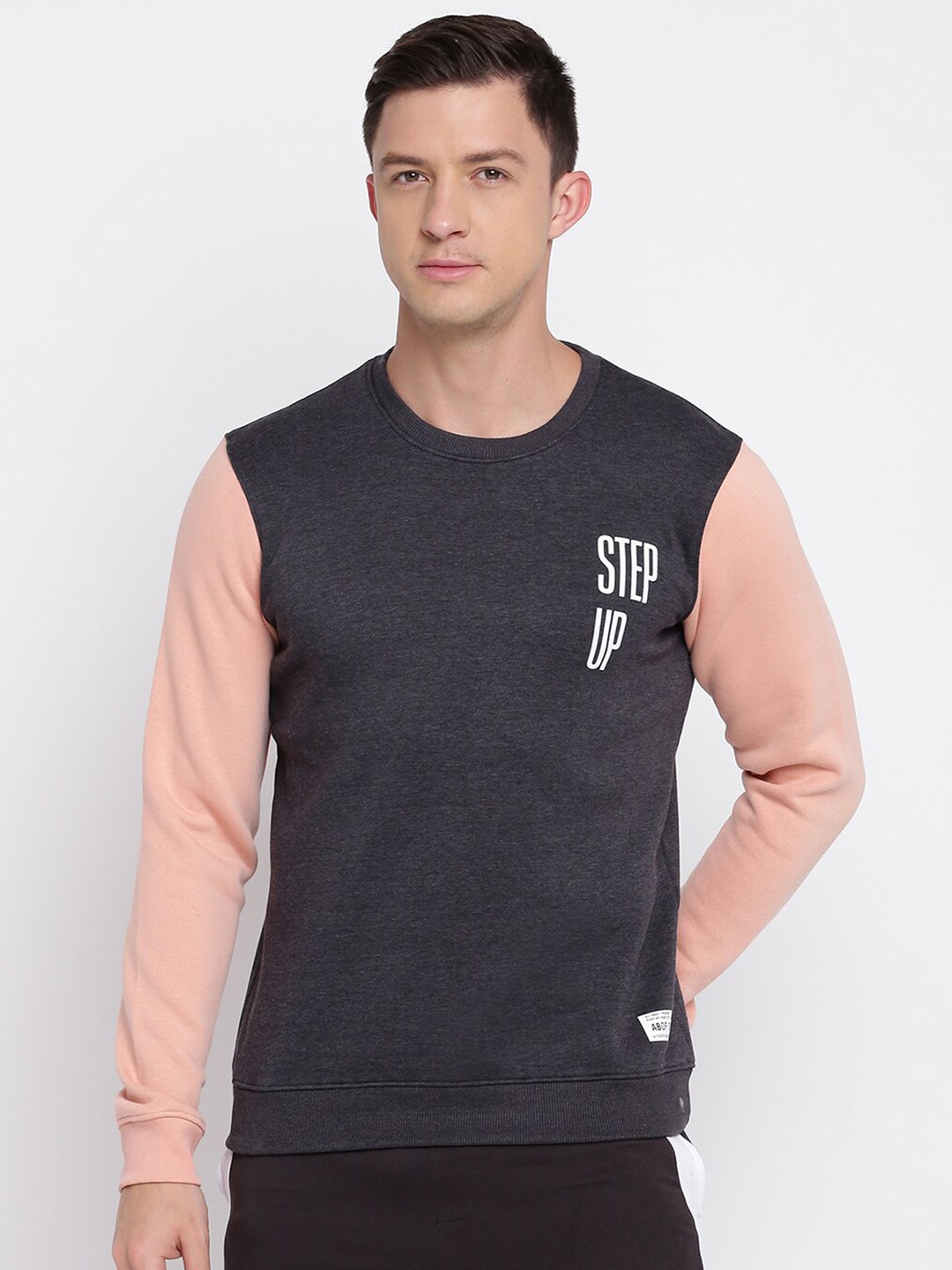 

abof Men Charcoal Colourblocked Sweatshirt