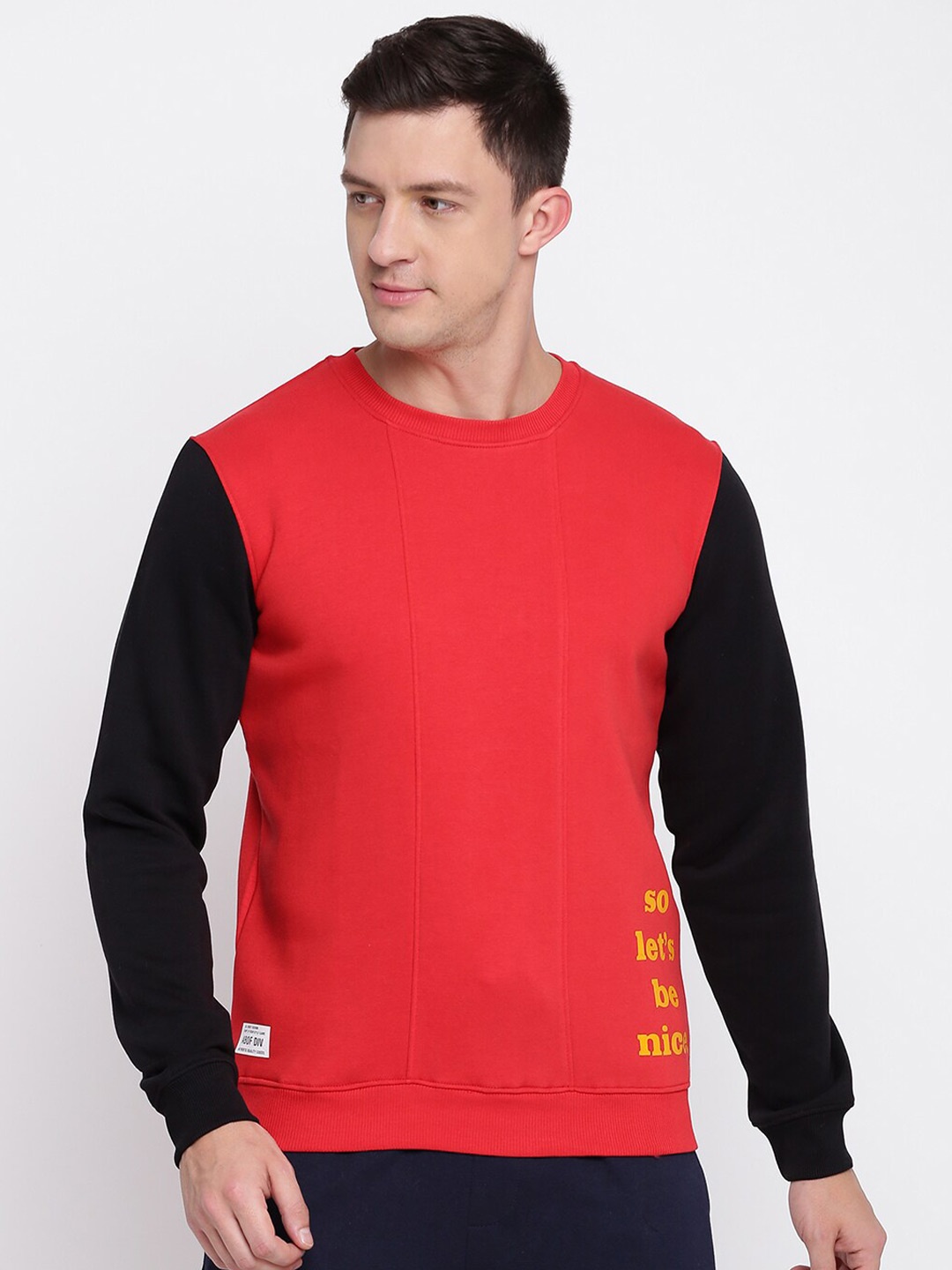 

abof Men Red Colourblocked Sweatshirt