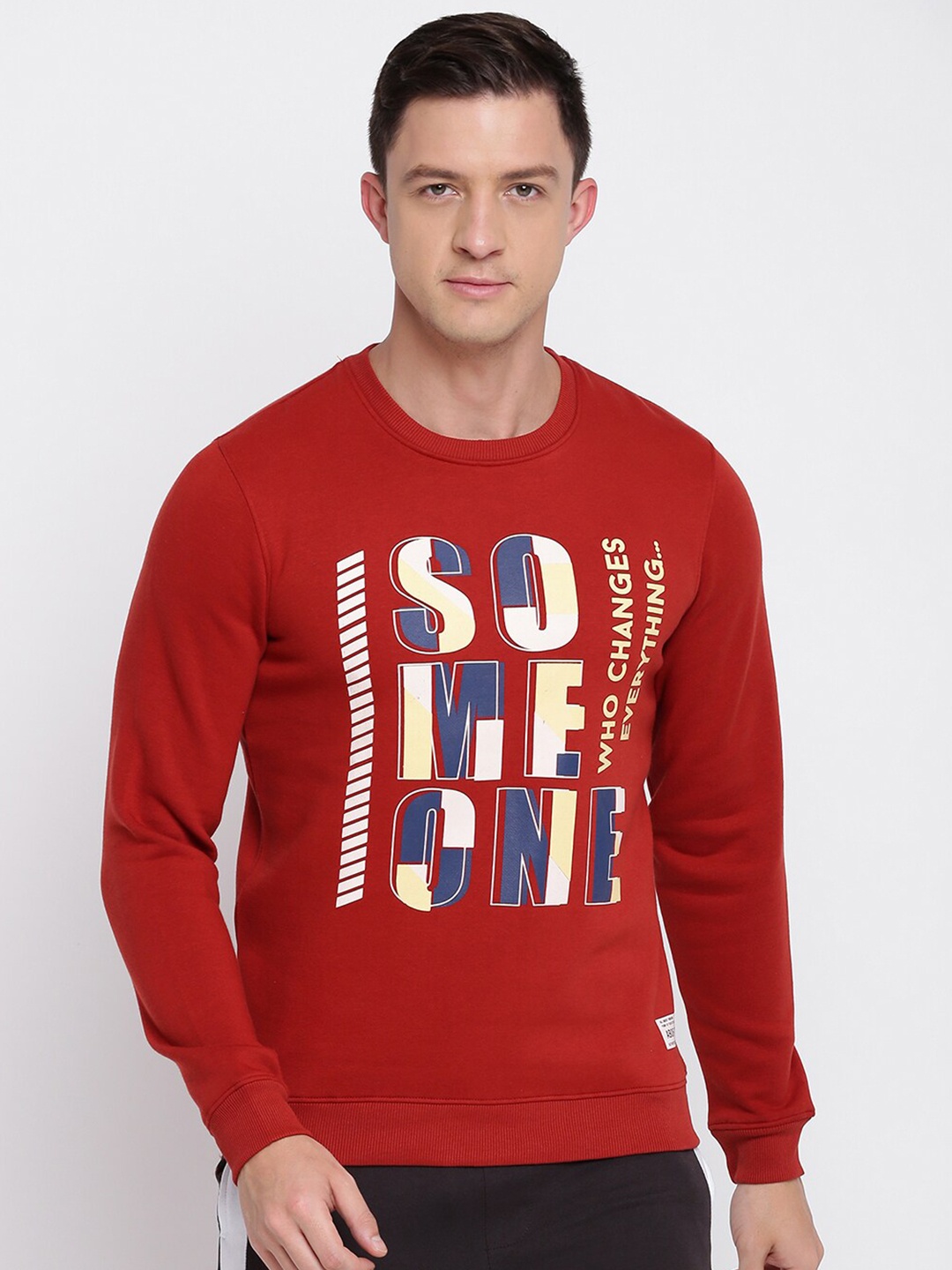 

abof Men Red Printed Sweatshirt