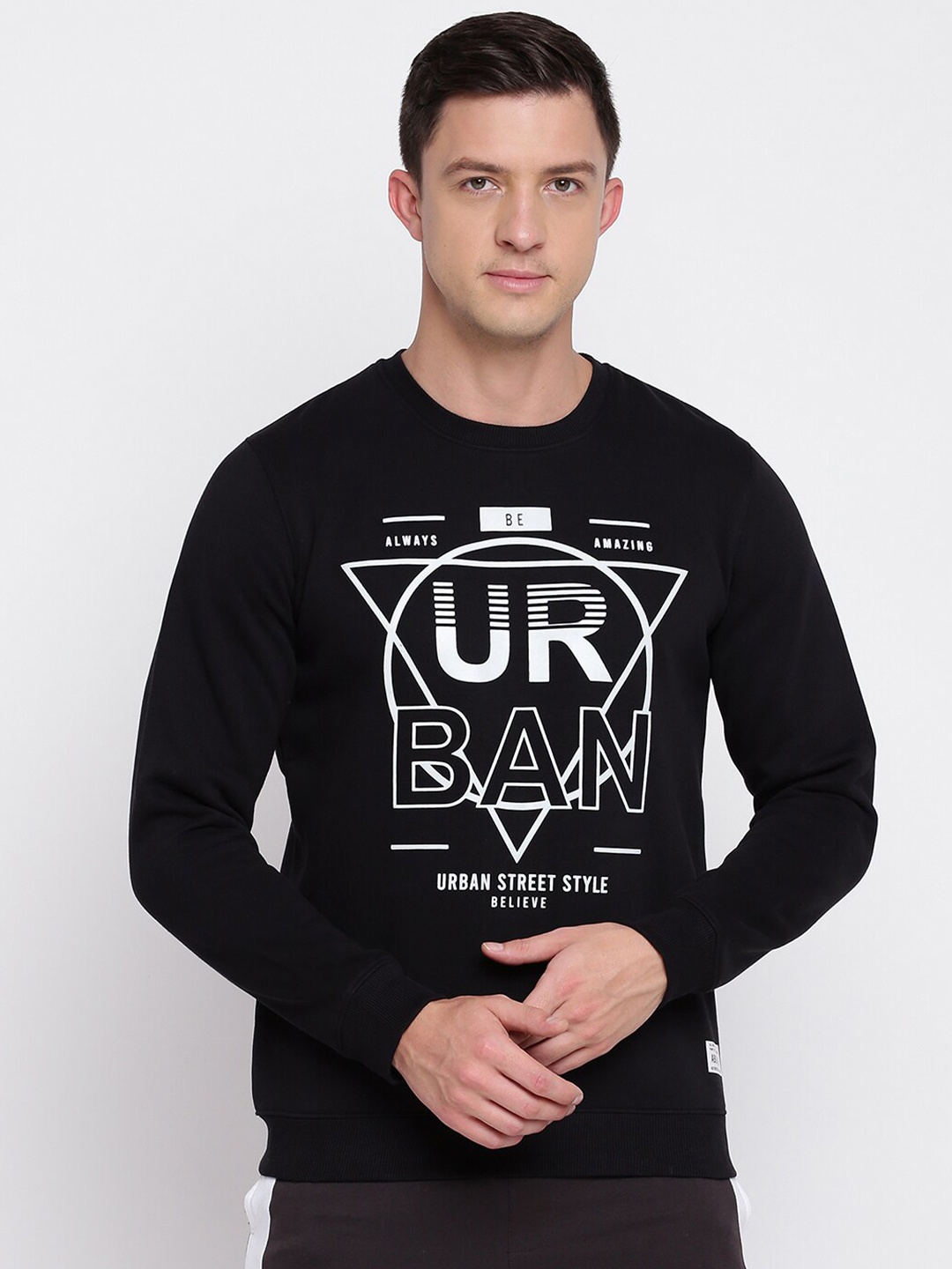 

abof Men Black Printed Sweatshirt