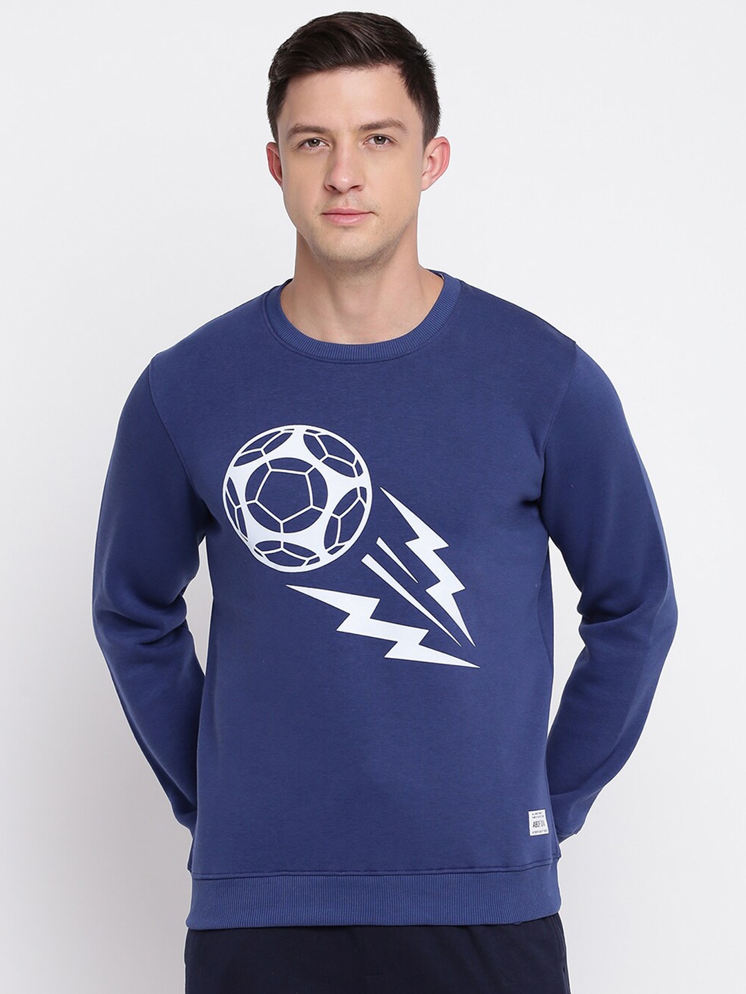 

abof Men Navy Blue Printed Sweatshirt