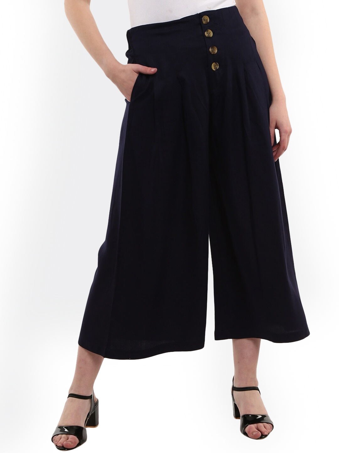 

V-Mart Women Navy Blue Classic Flared Culottes Trousers