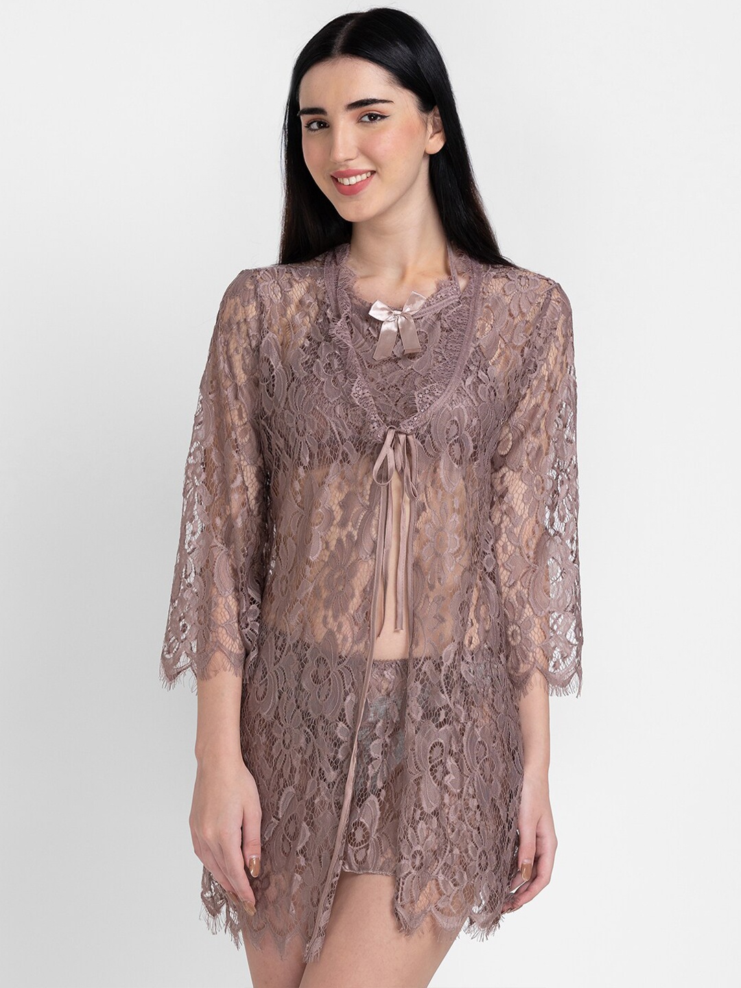 

FashionRack Net Halter Neck Baby Doll, Brown