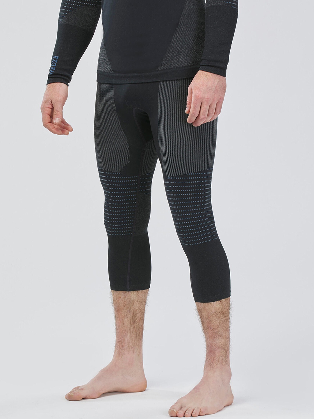 

WEDZE By Decathlon Men Blue Striped Thermal Bottoms
