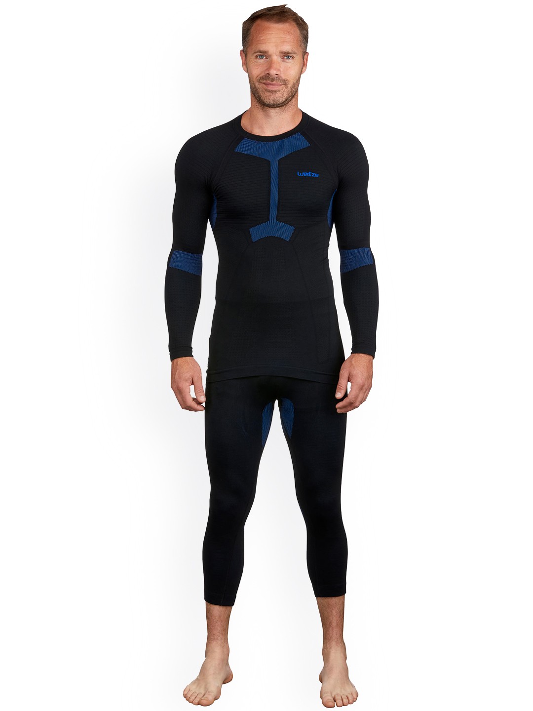 

WEDZE By Decathlon Men Black Solid Thermal Bottoms