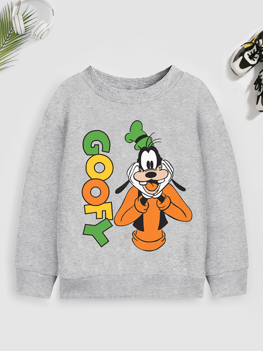 

YK Disney Teen Boys Disney Goofy Printed Sweatshirt, Grey melange