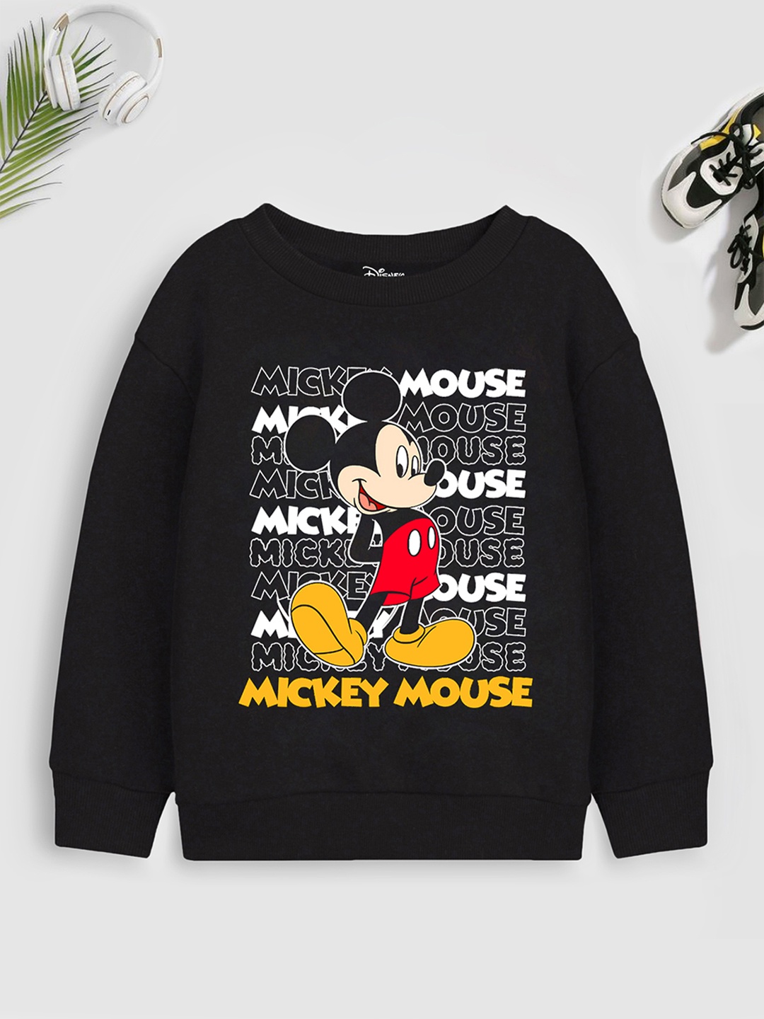 

YK Disney Boys Black Mickey Mouse Printed Sweatshirt