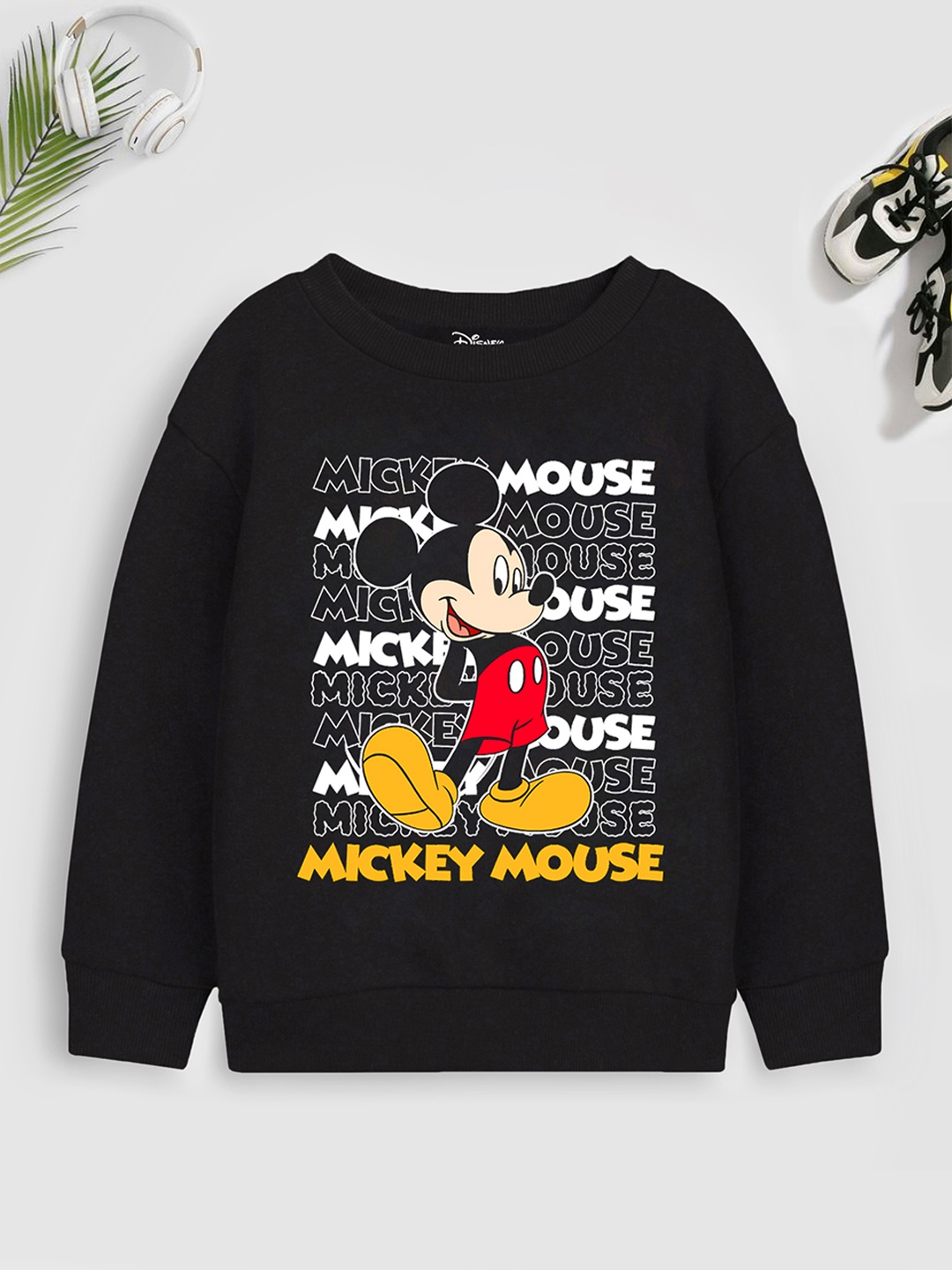 

Boys Black Mickey Mouse Printed Sweatshirt