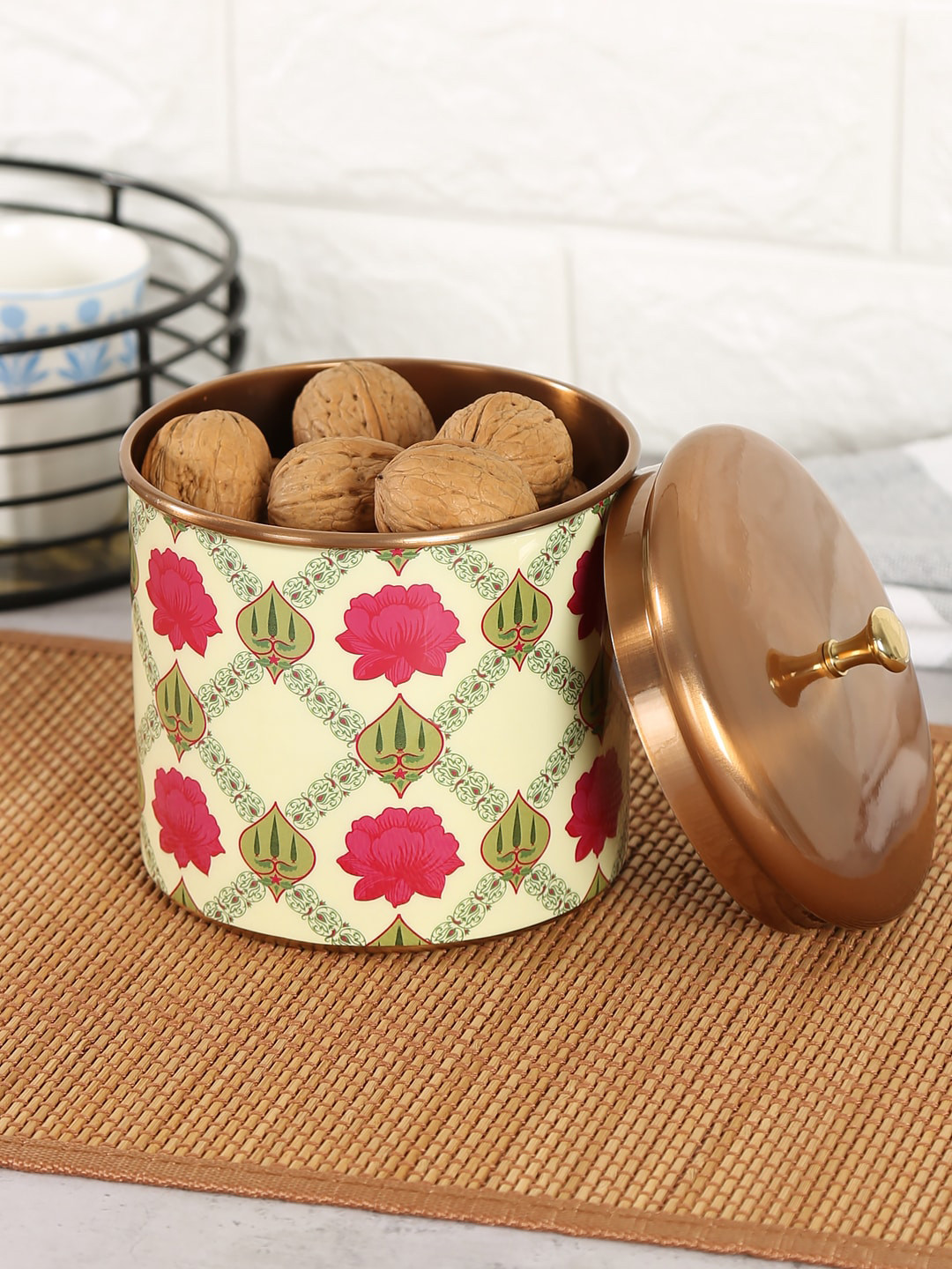

India Circus by Krsnaa Mehta Cream Stainless Steel Kitchen Storage Jar