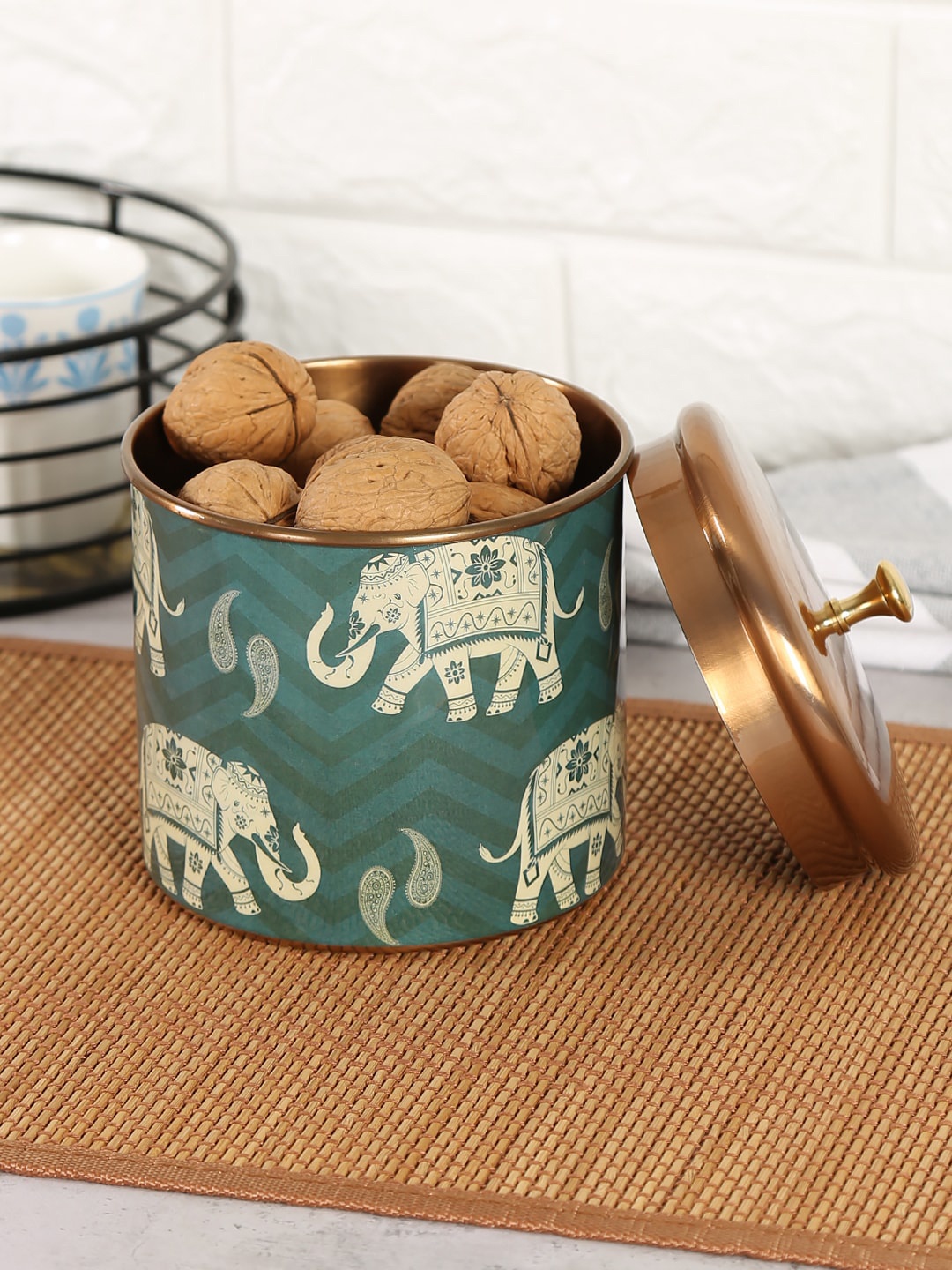 

India Circus by Krsnaa Mehta Teal Stainless Steel Kitchen Storage Jar
