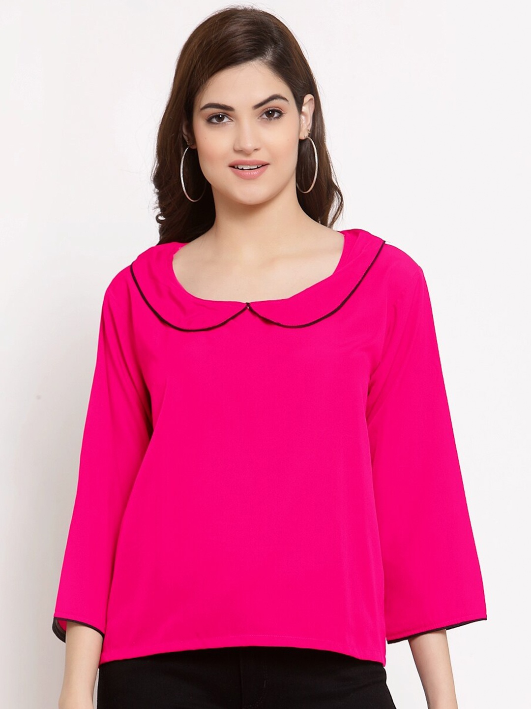 

PATRORNA Pink Peter Pan Collar Top
