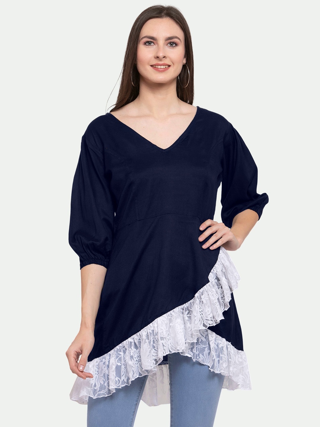 

PATRORNA Blue High-Low Longline Top