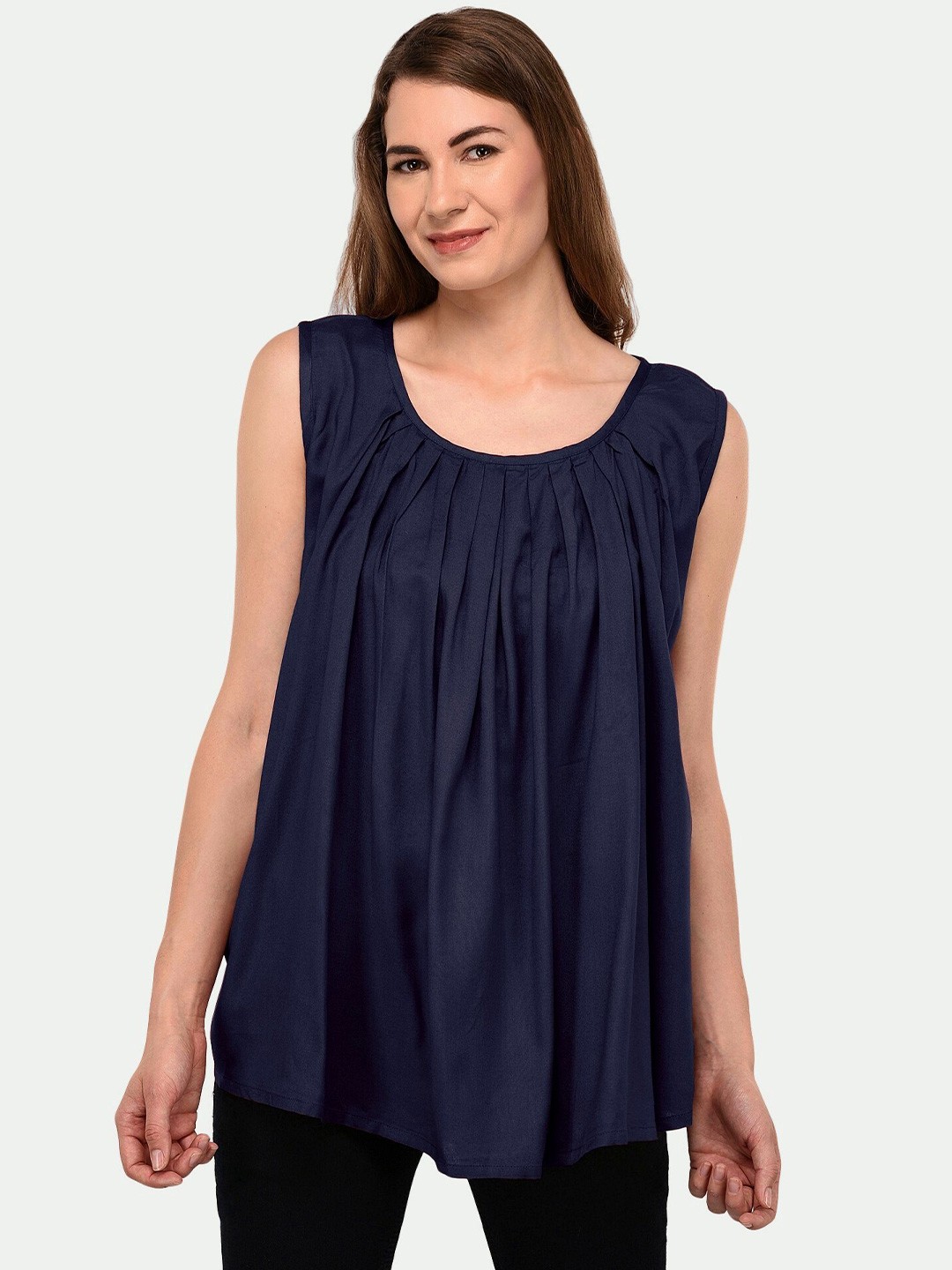

PATRORNA Women Blue Pleated Top