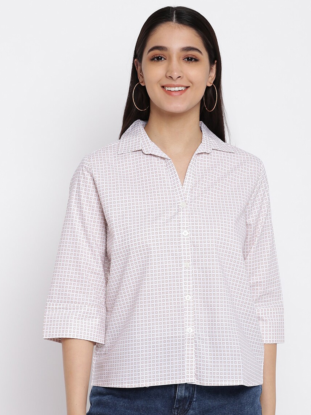 

abof Pink Checked Shirt Style Top
