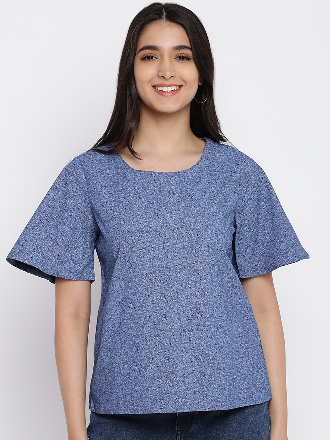 

abof Women Blue Printed Top