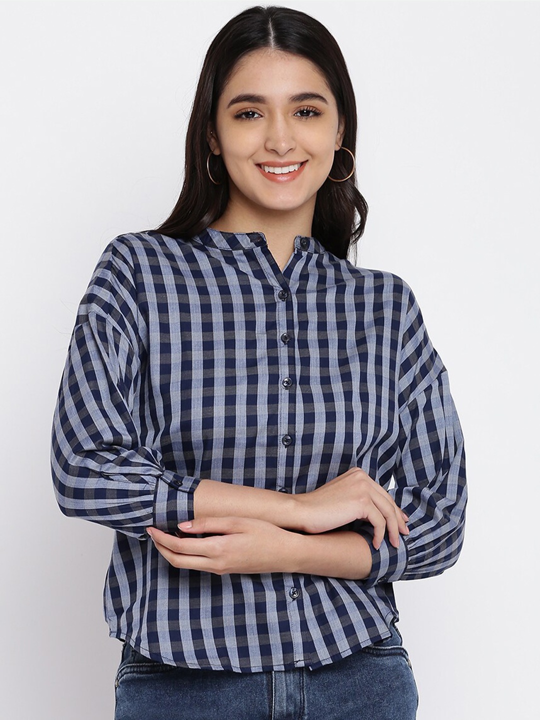 

abof Women Blue Multi Stripes Casual Shirt