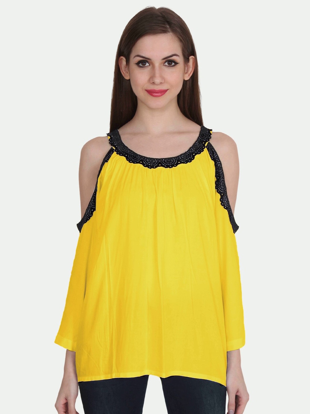 

PATRORNA Women Yellow & Black Top