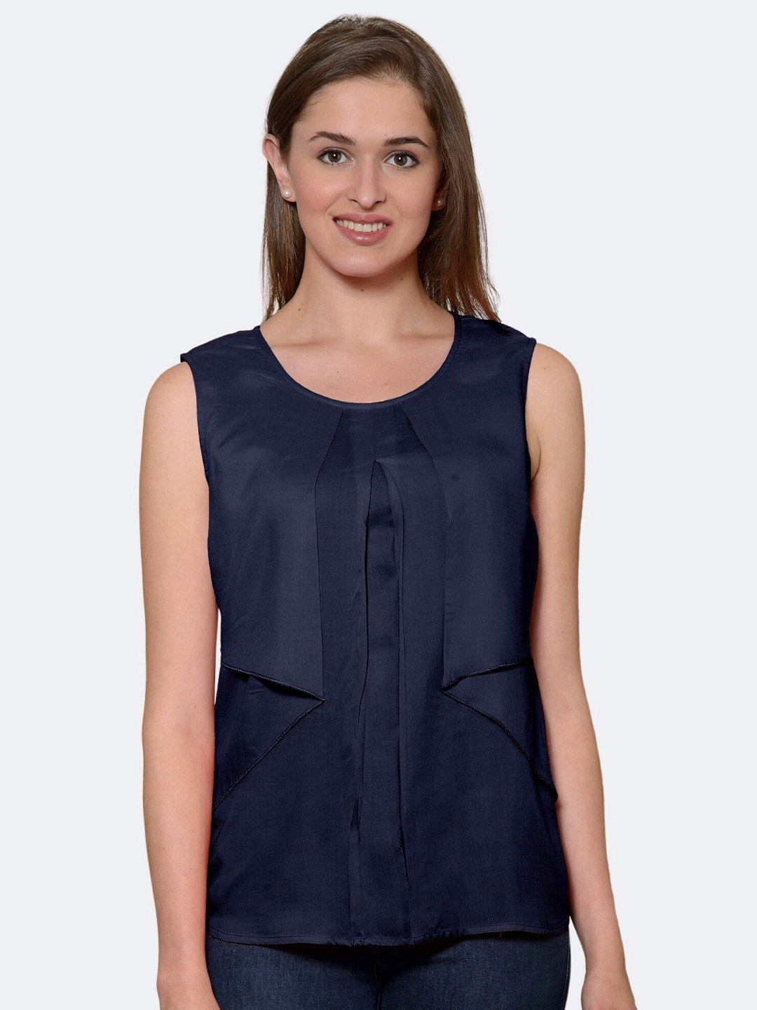 

PATRORNA Dark Blue Layered Cotton Blend Top