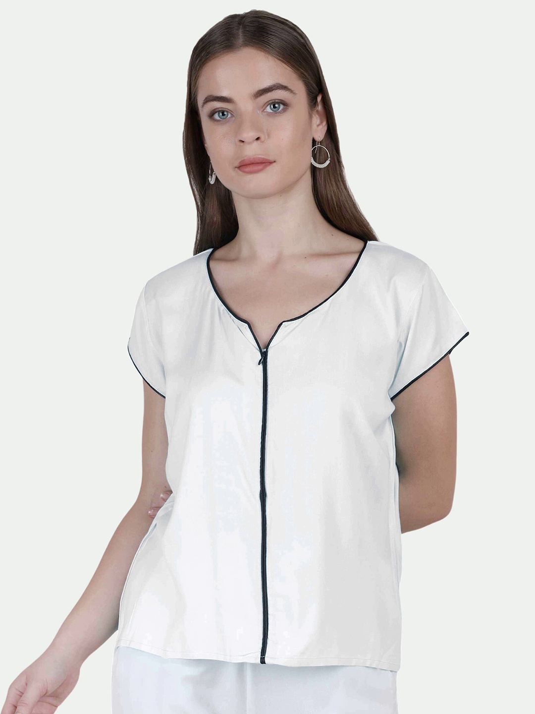 

PATRORNA Women White & Black Top