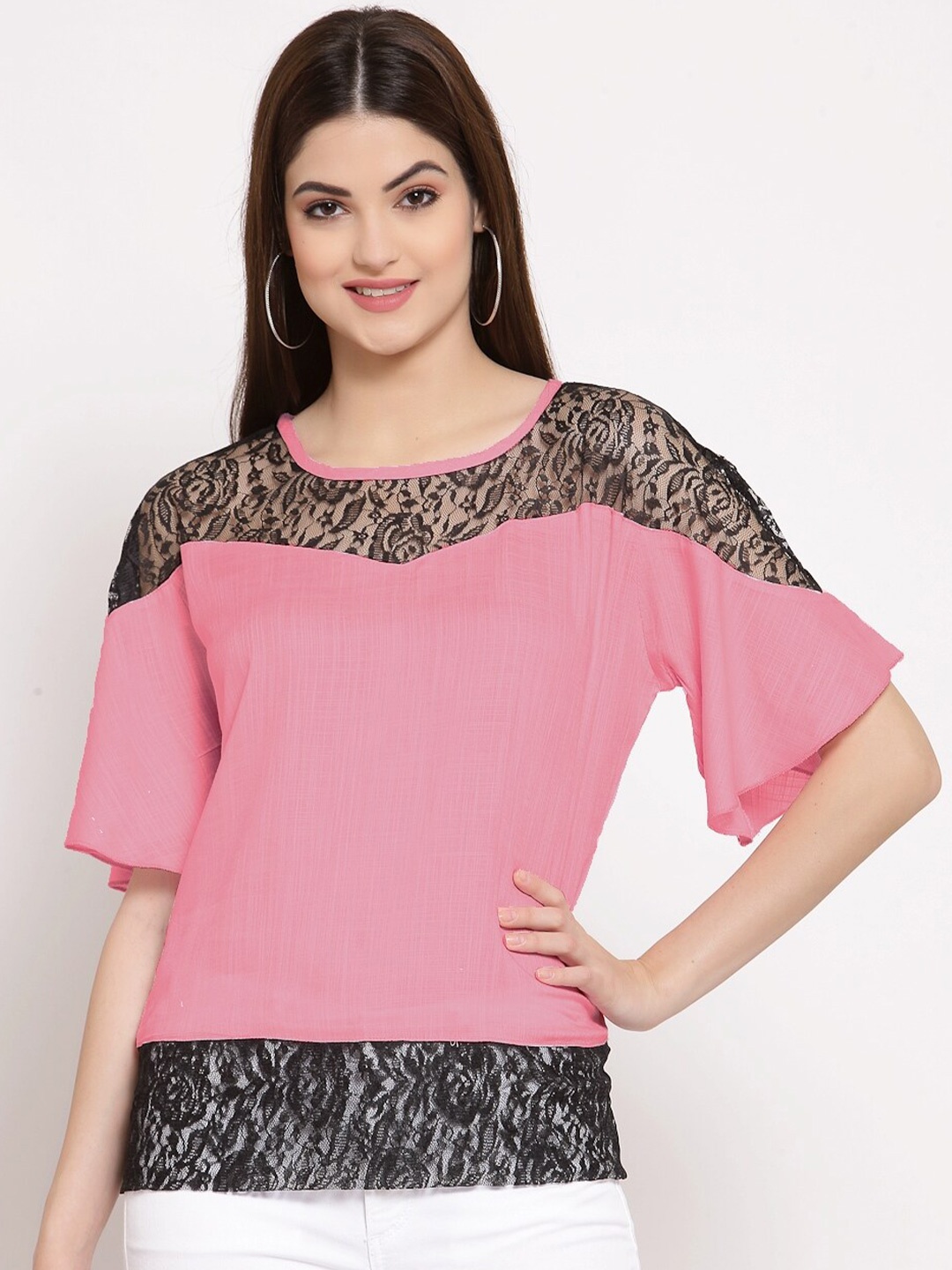 

PATRORNA Woman Pink Lace Top