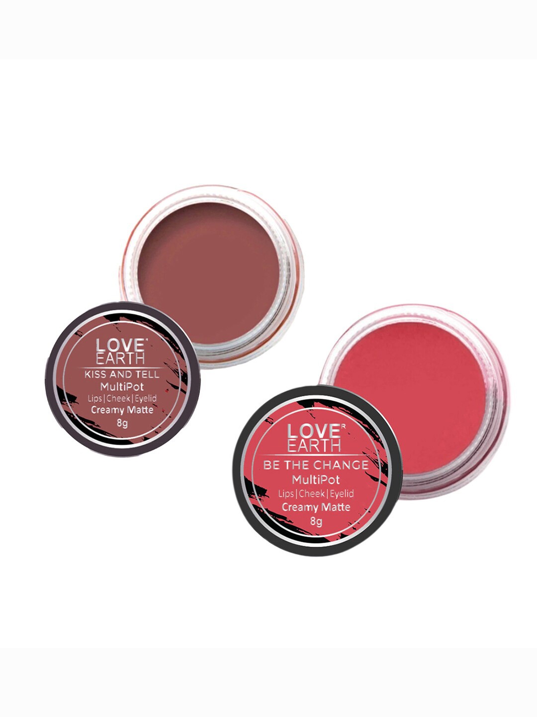 

LOVE EARTH Set of 2 Creamy Matte Lip & Cheek Tint 8 g Each - Kiss and Tell & Be The Change, Pink