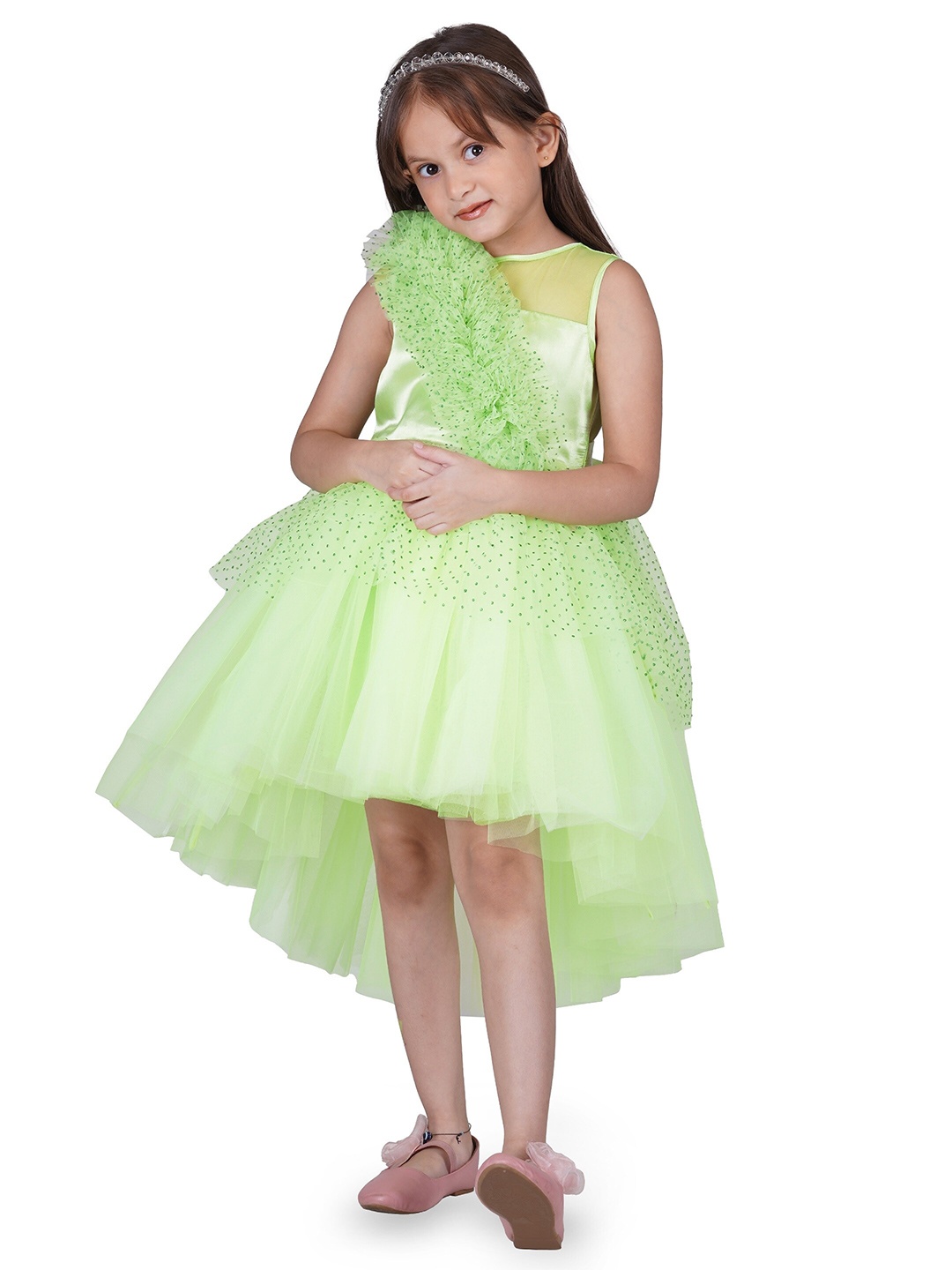 

Toy Balloon Girls Green Net Midi Dress