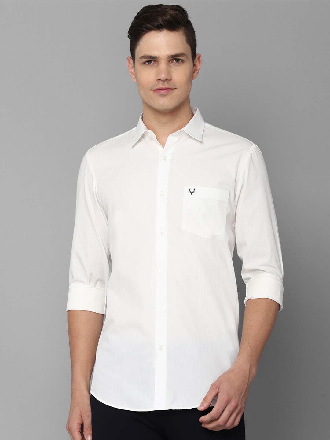 

Allen Solly Men Off White Solid Slim Fit Cotton Casual Shirt