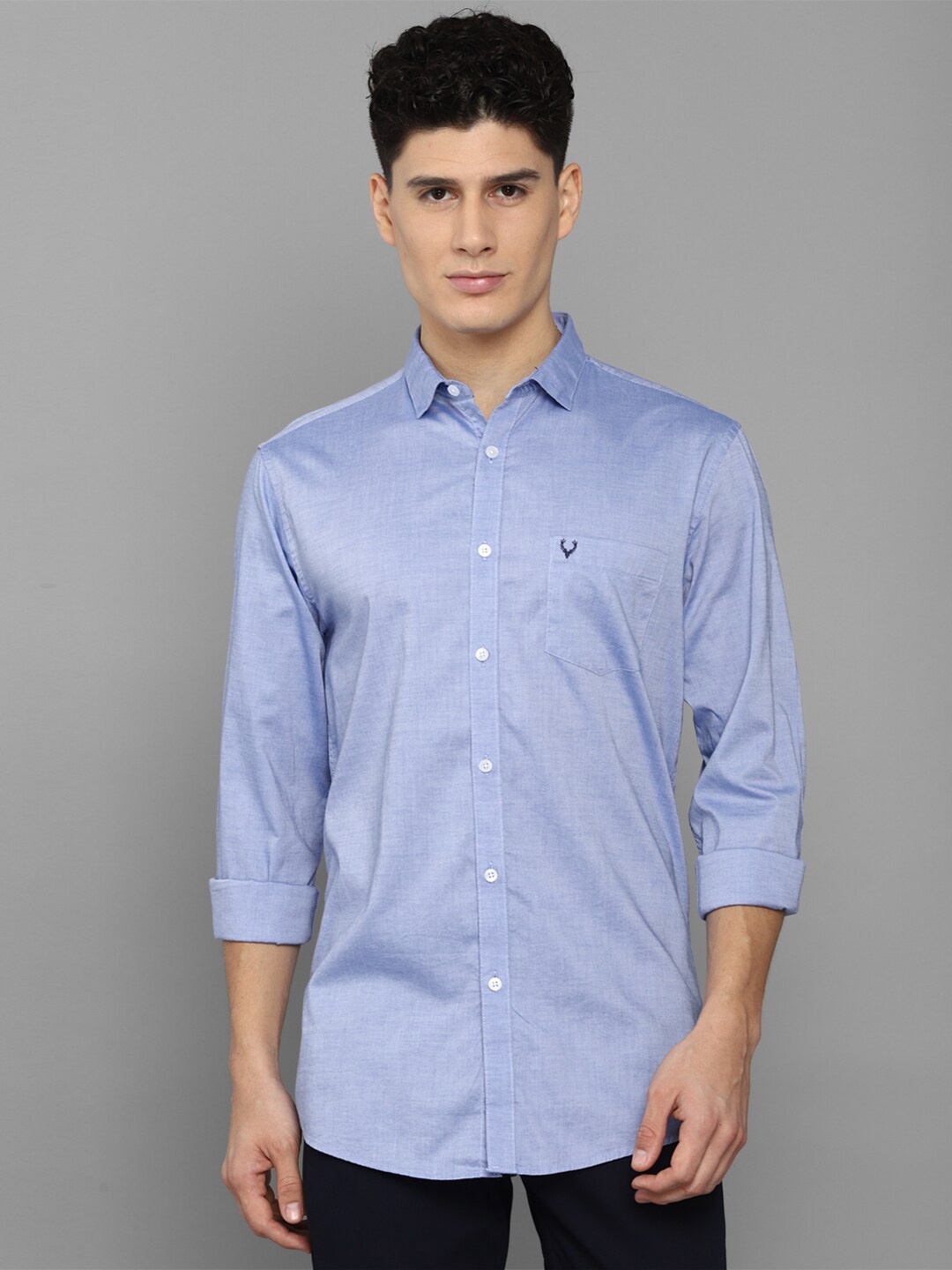 

Allen Solly Men Blue Solid Slim Fit Cotton Casual Shirt