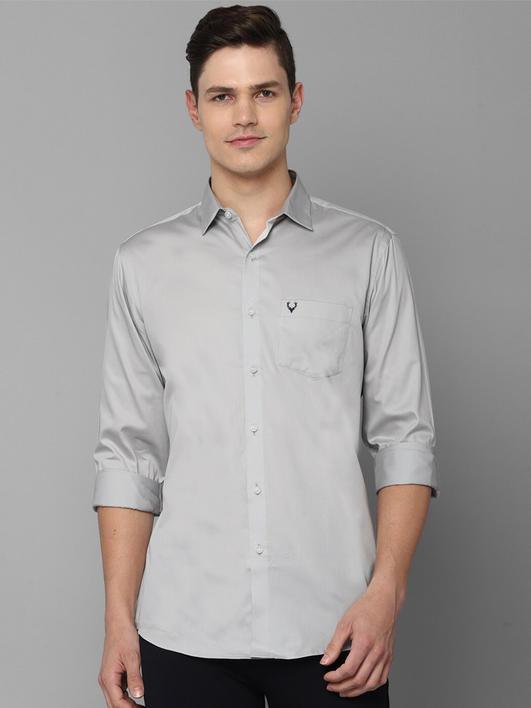 

Allen Solly Men Grey Slim Fit Pure Cotton Casual Shirt