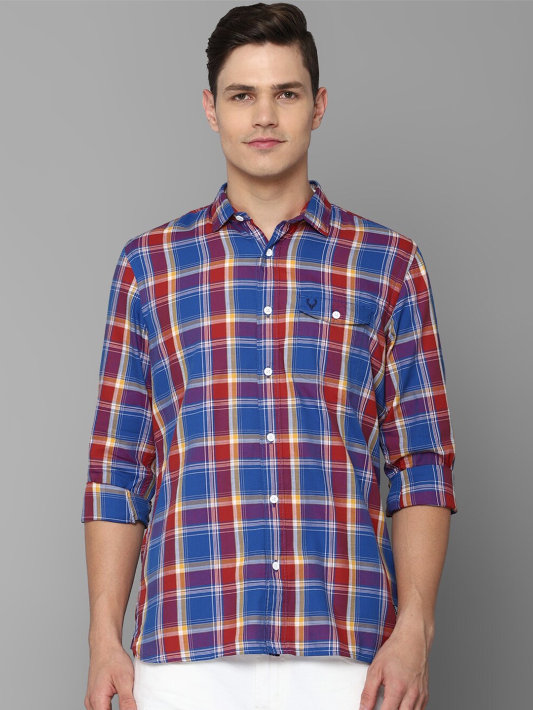 

Allen Solly Sport Men Blue Tartan Checked Pure Cotton Casual Shirt
