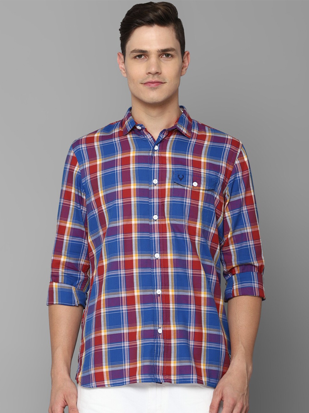 

Allen Solly Sport Men Blue Tartan Checked Pure Cotton Casual Shirt