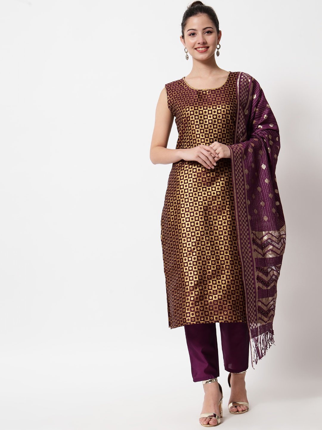 

VredeVogel Women Kurta with Trousers & With Dupatta, Purple