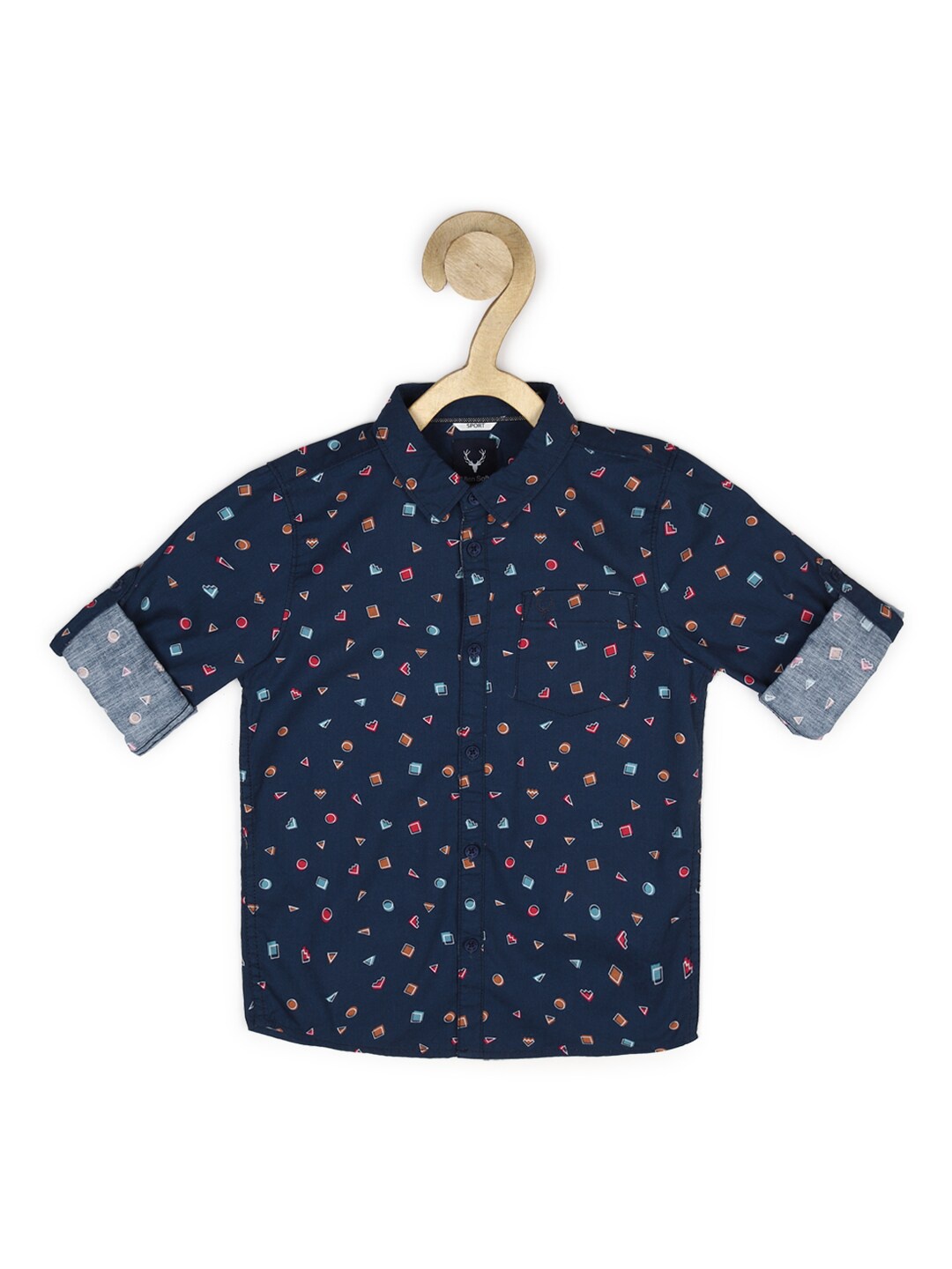 

Allen Solly Junior Boys Navy Blue Slim Fit Printed Cotton Casual Shirt